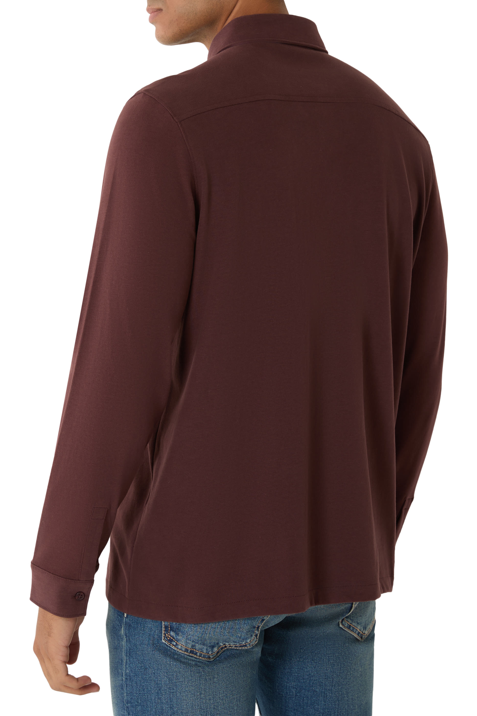 Sueded Cotton Jersey Button-Front Shirt