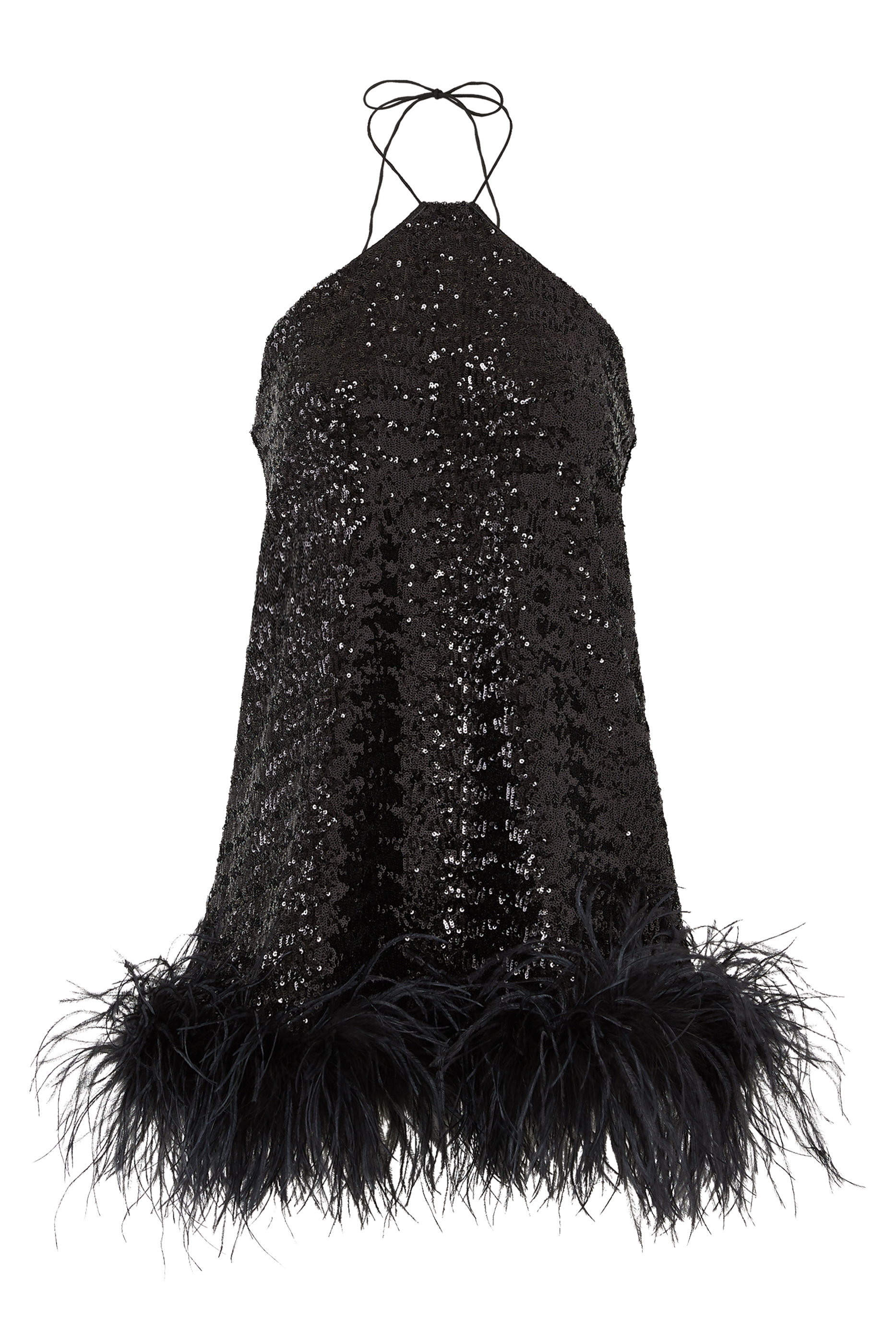 Paillettes Plumage Necklace Short Dress