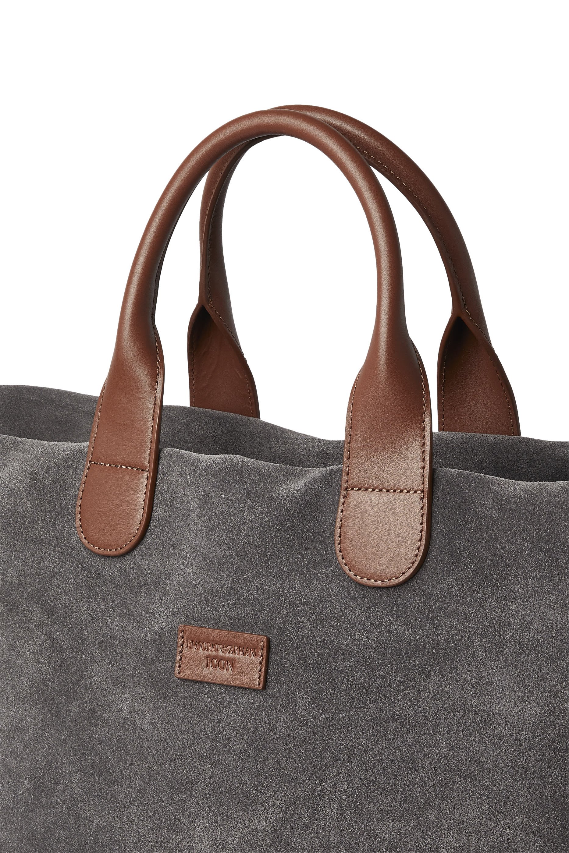 Contrast Suede Shopping Bag