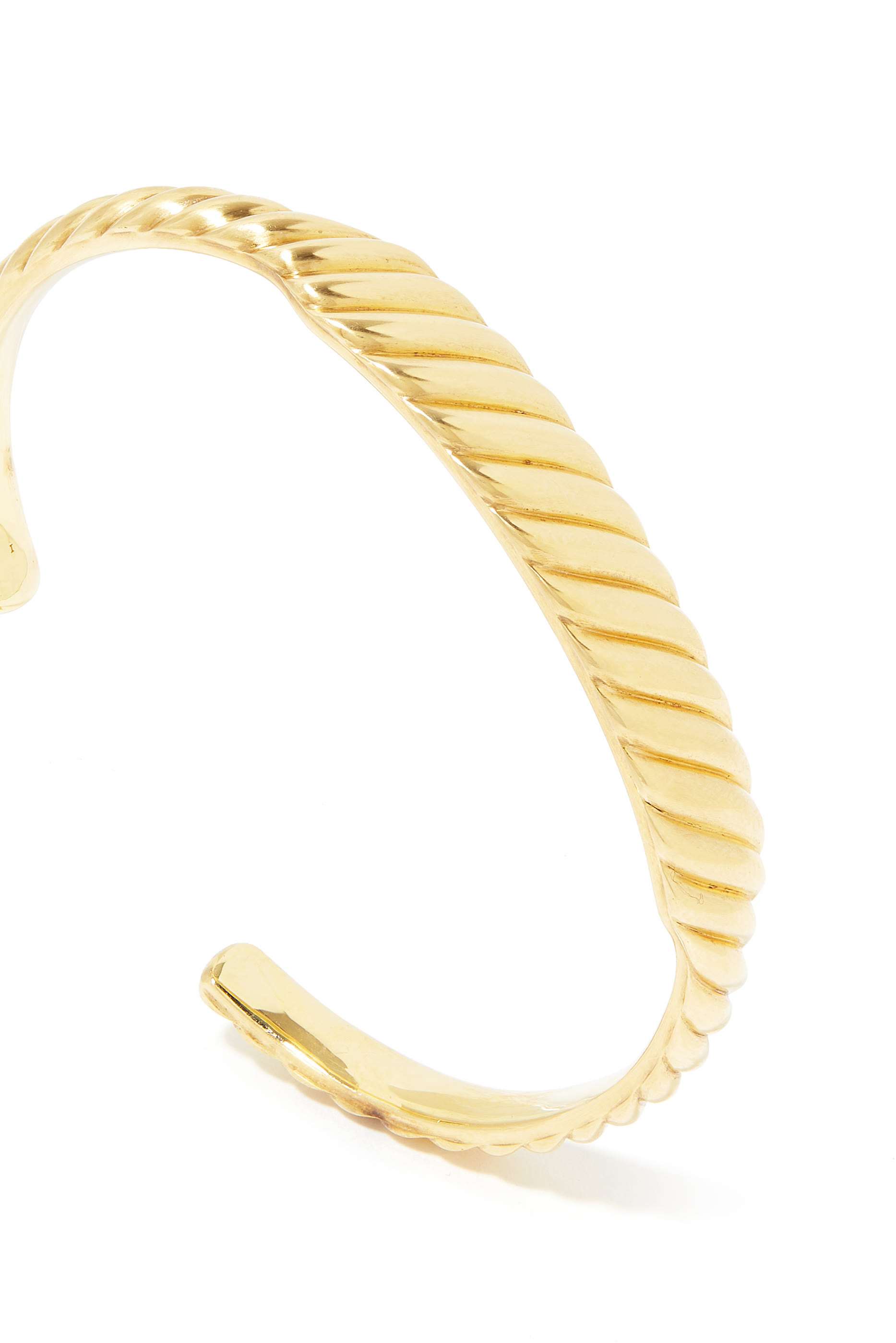 9mm Sculpted Cable Contour Cuff Bracelet, 18k Yellow Gold