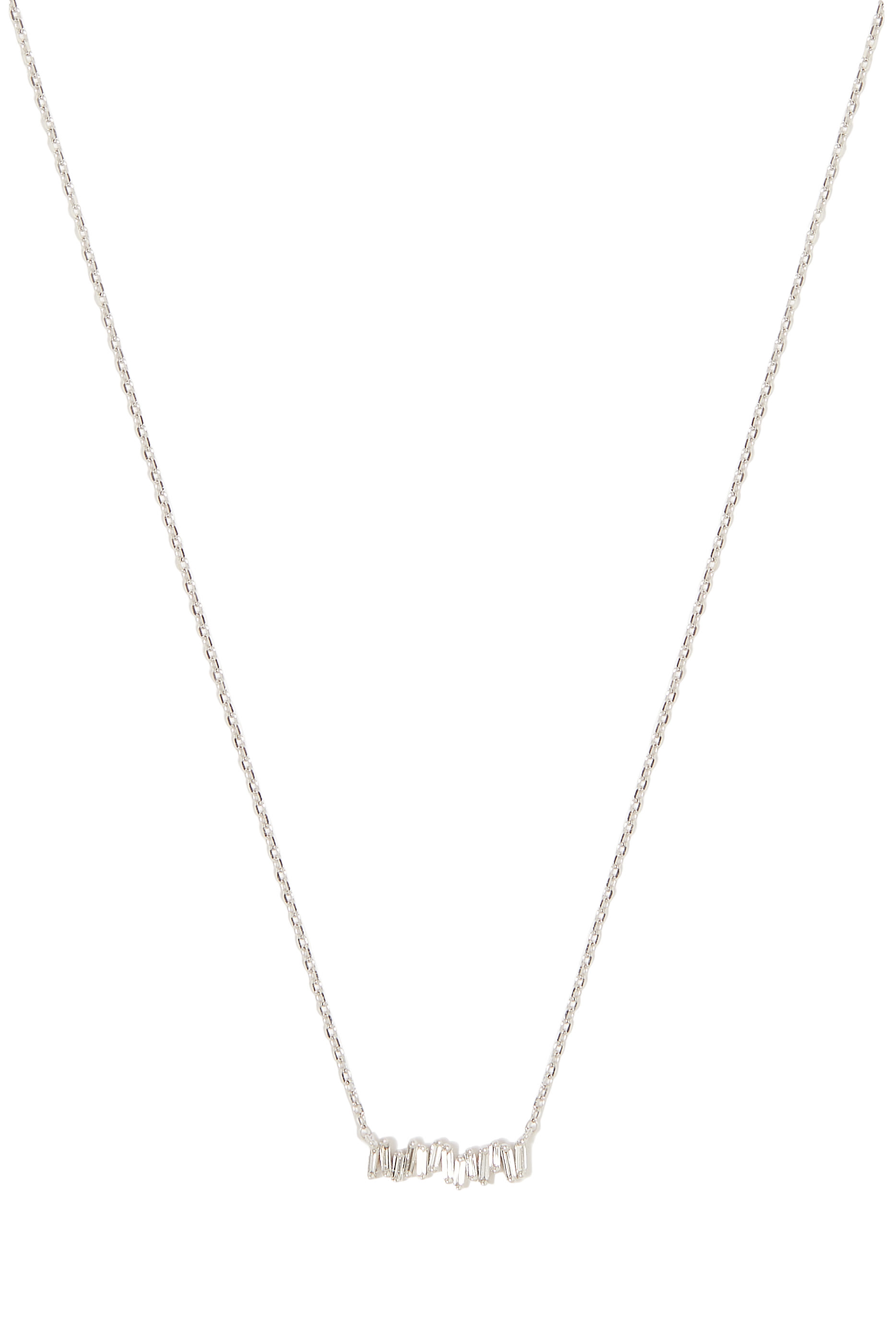 Bold Diamond Bar Pendant, 18k White Gold & Diamonds