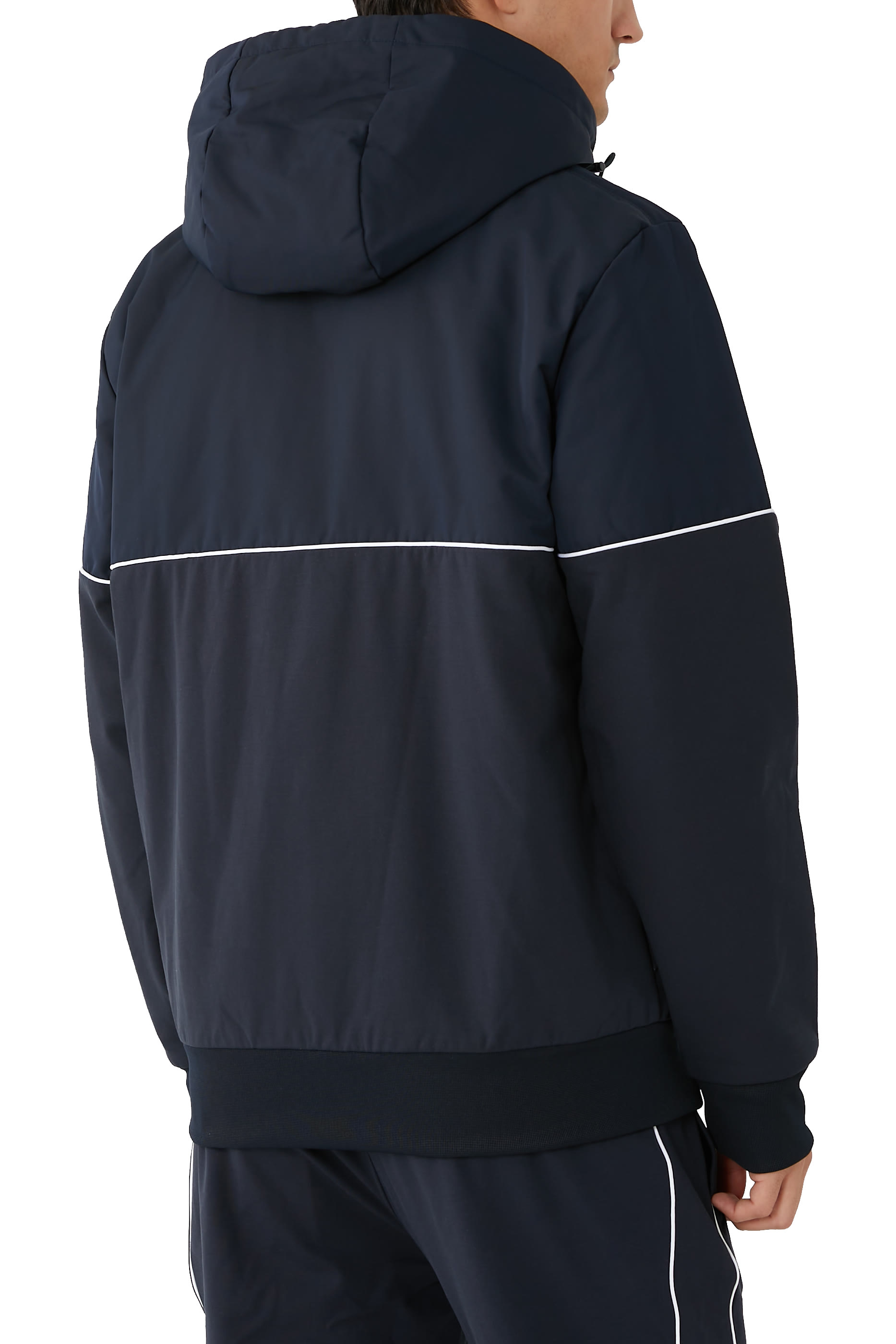 Zip Mixed Materials Hoodie