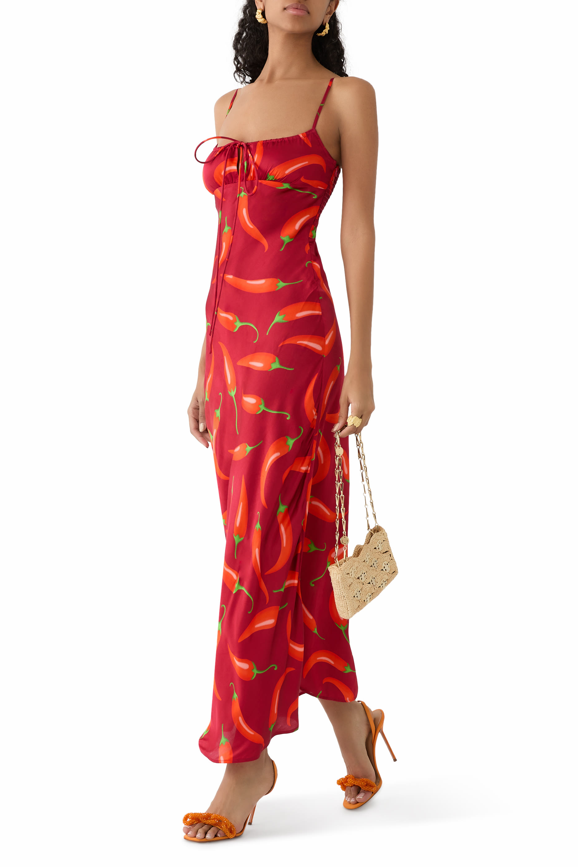 Chilli-Print Maxi Dress