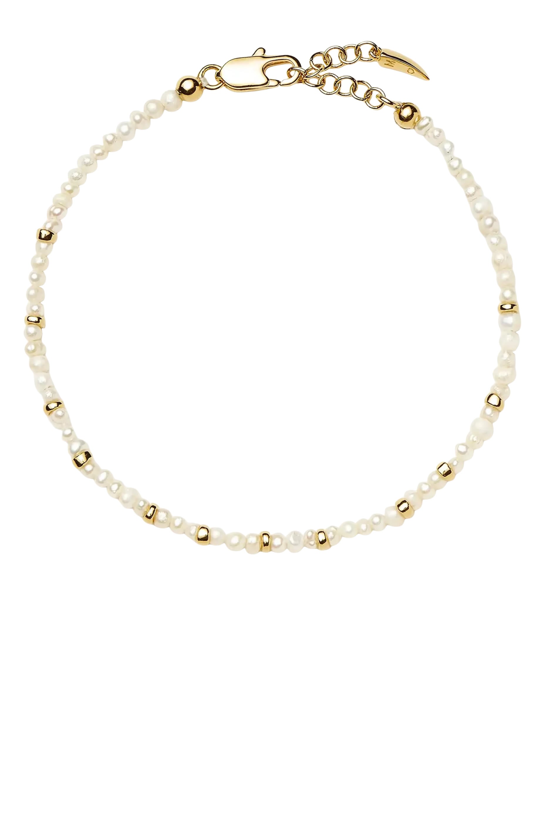 Micro Pearl Beaded Bracelet, 18ct Recycled Gold Plating on Brass & Micro Pearls