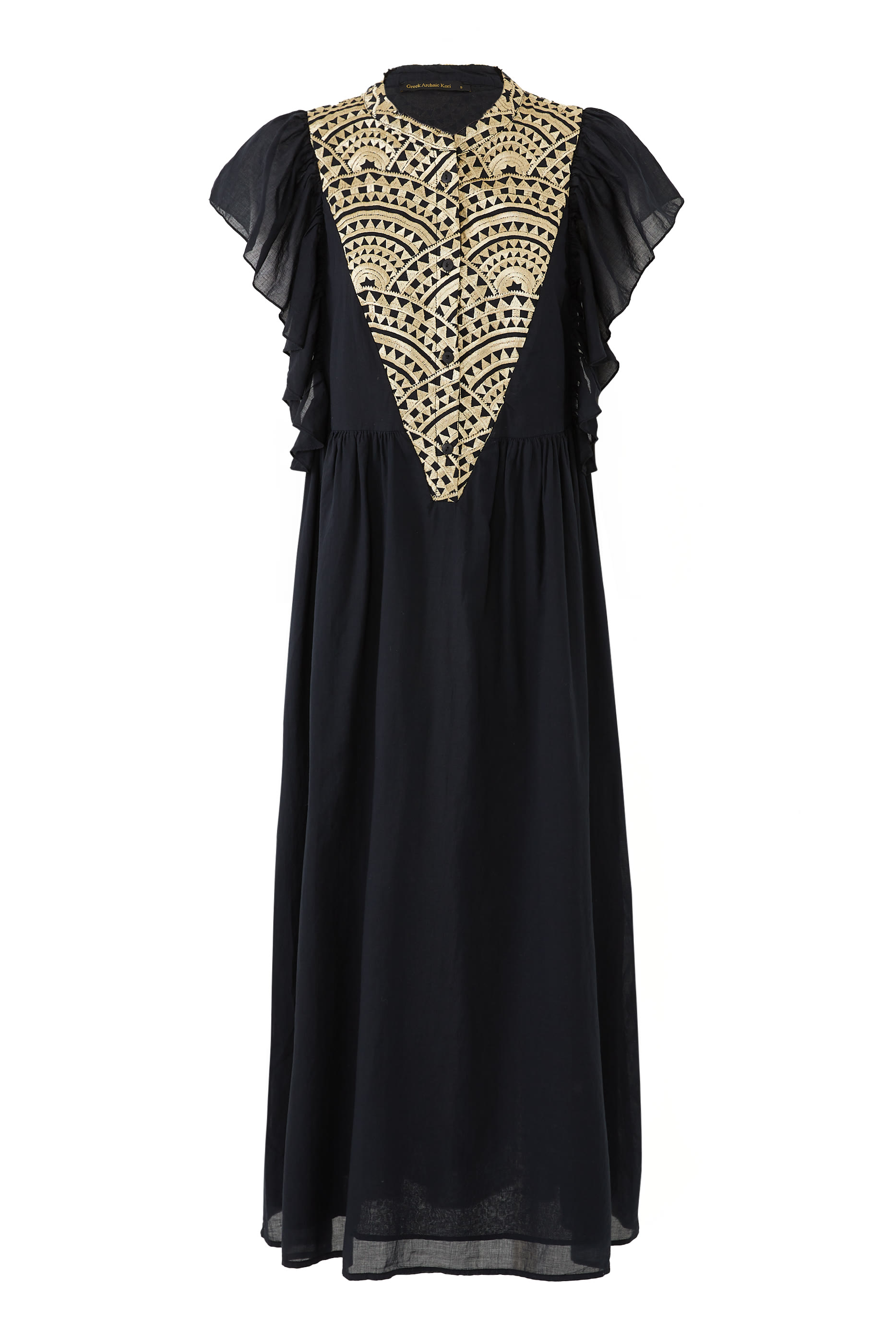 V Embroidered Midi Dress