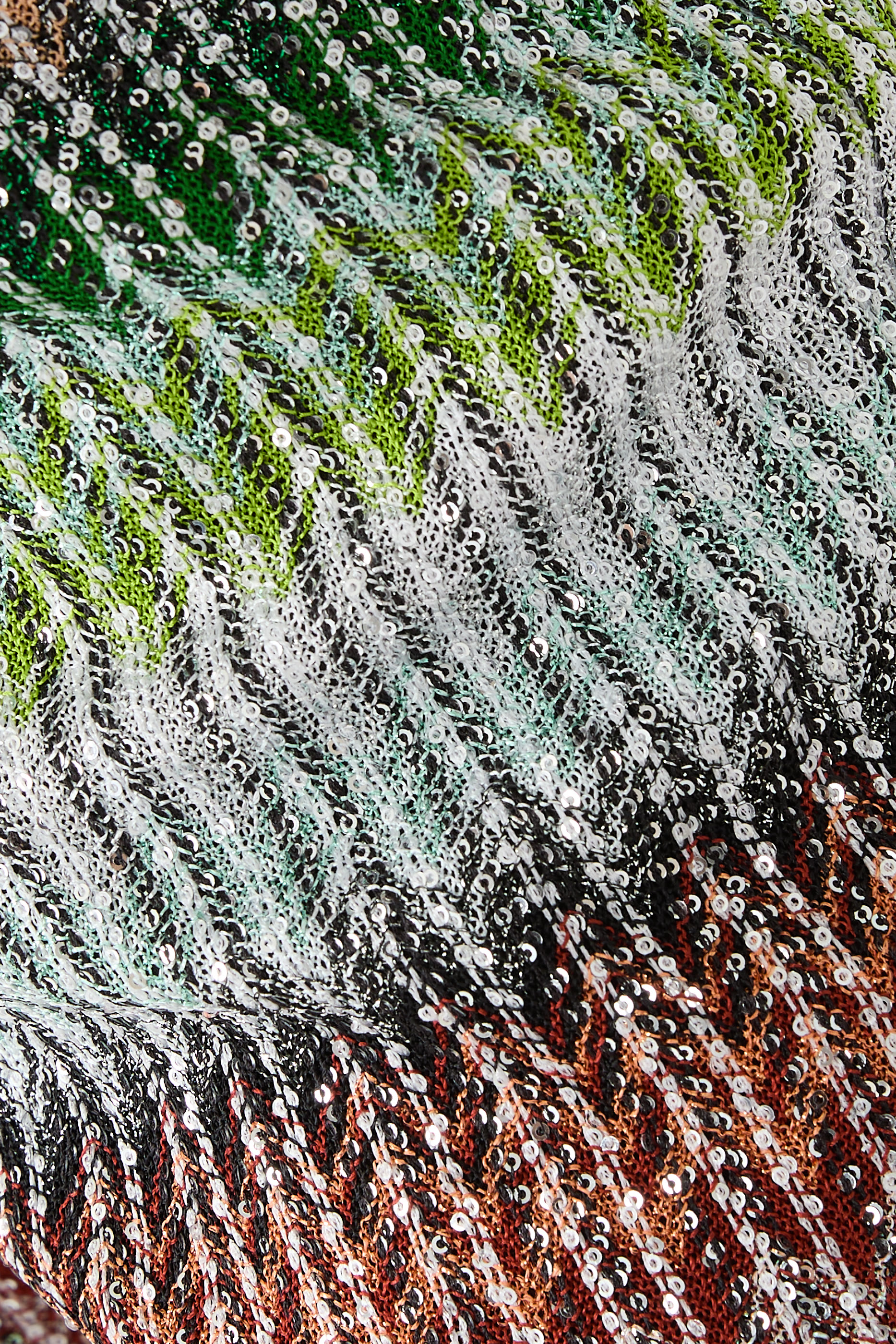 Flared Trousers in Gradient Zig Zag Knit with Sequins