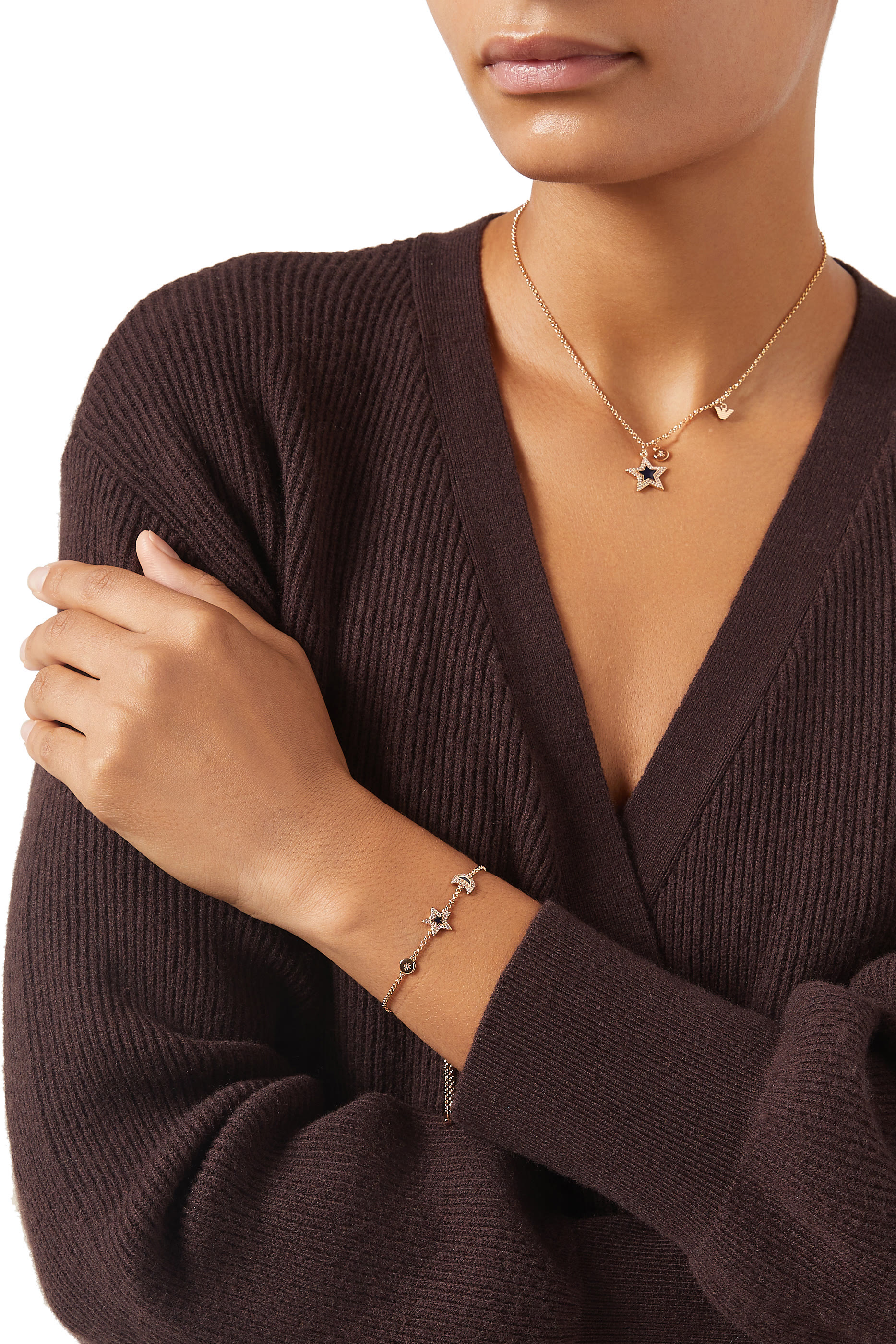 Star Moon Charm Bracelet, Brass