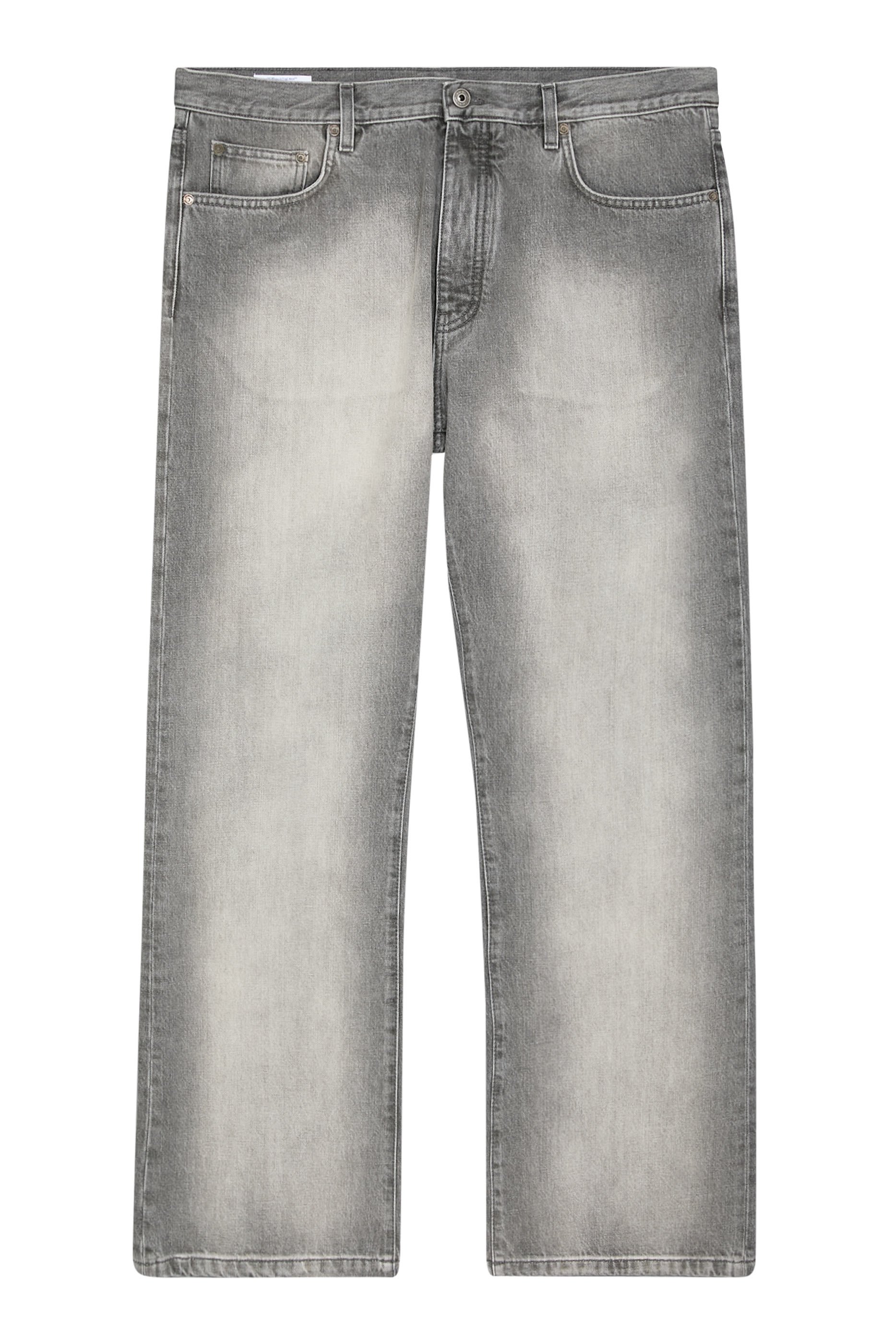 Diagonal Embroidery Slim Relaxed Jeans