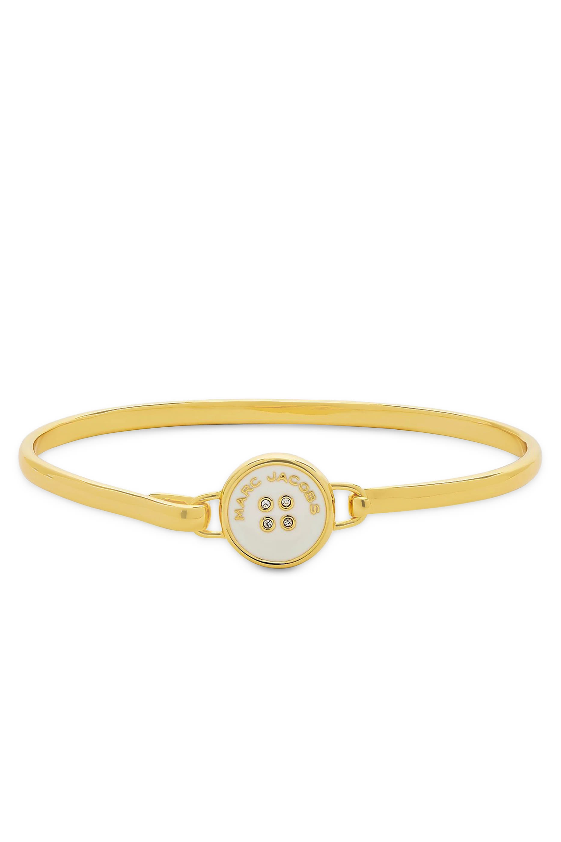 The Button Hinge Bracelet, Gold-Plated Brass with Enamel & Glass Stones