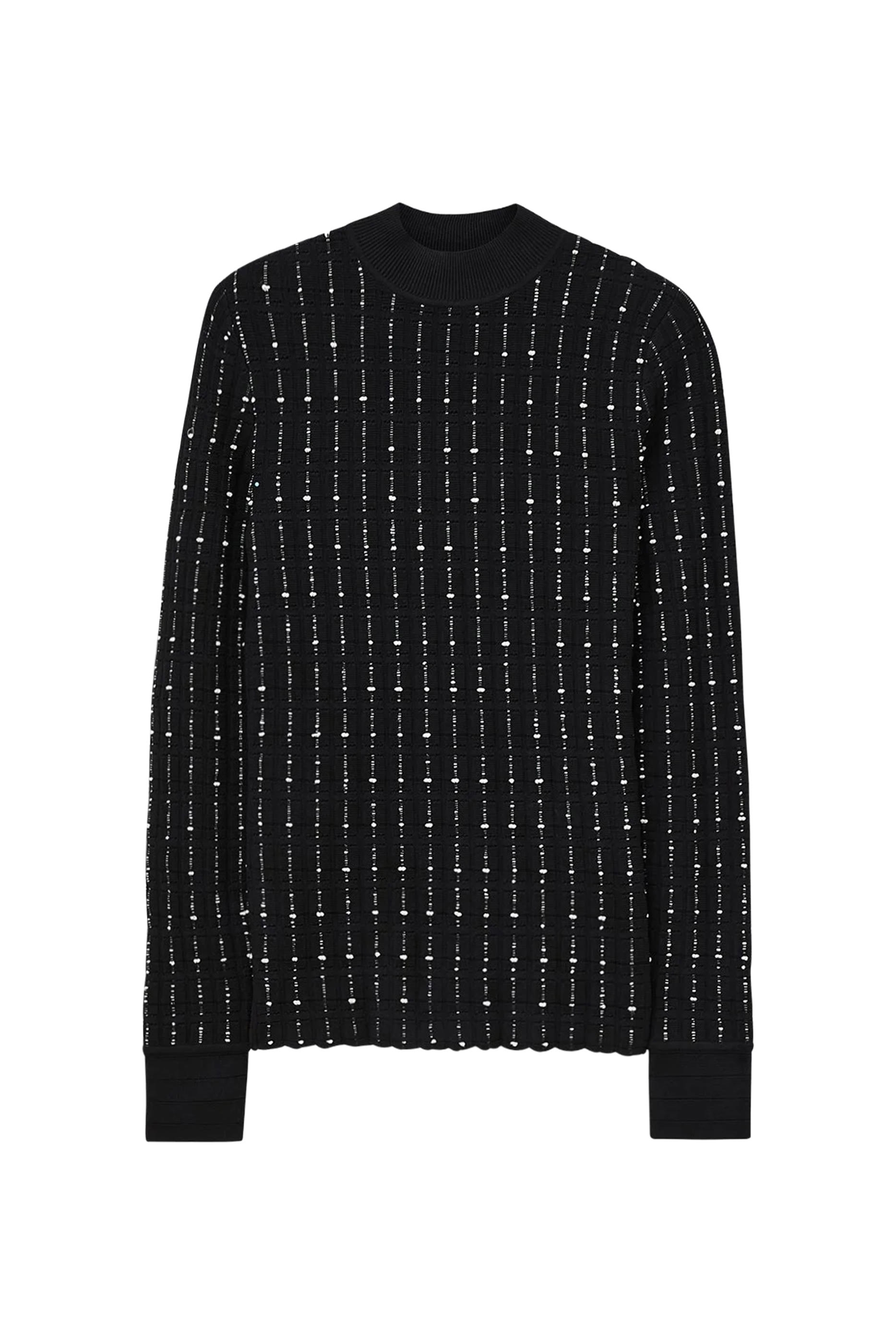 Fragmented Stripes Mock Neck Top