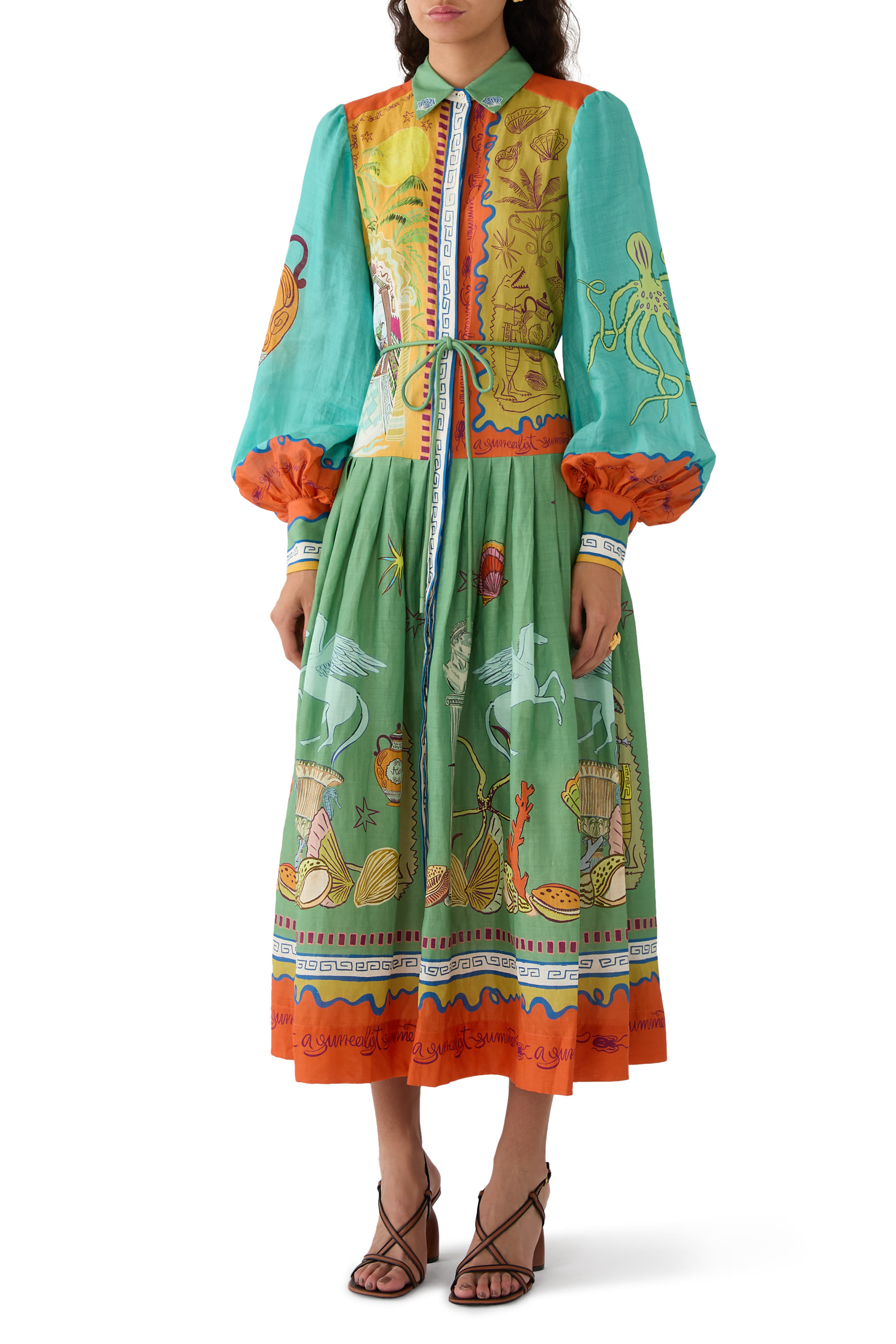 Surrealist Summer Ramie Shirtdress