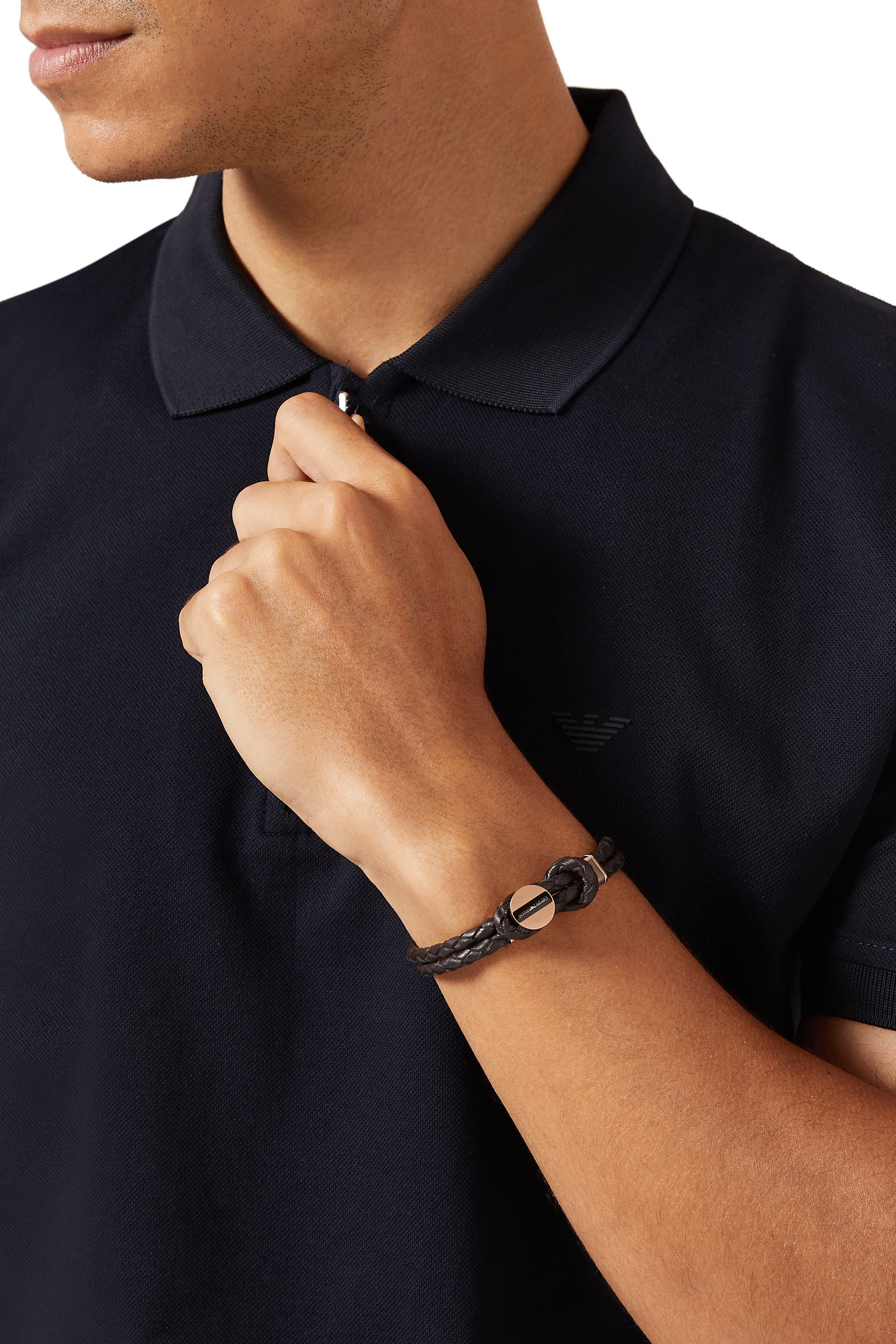 Braided Signature Bracelet, Stainless Steel & Leather