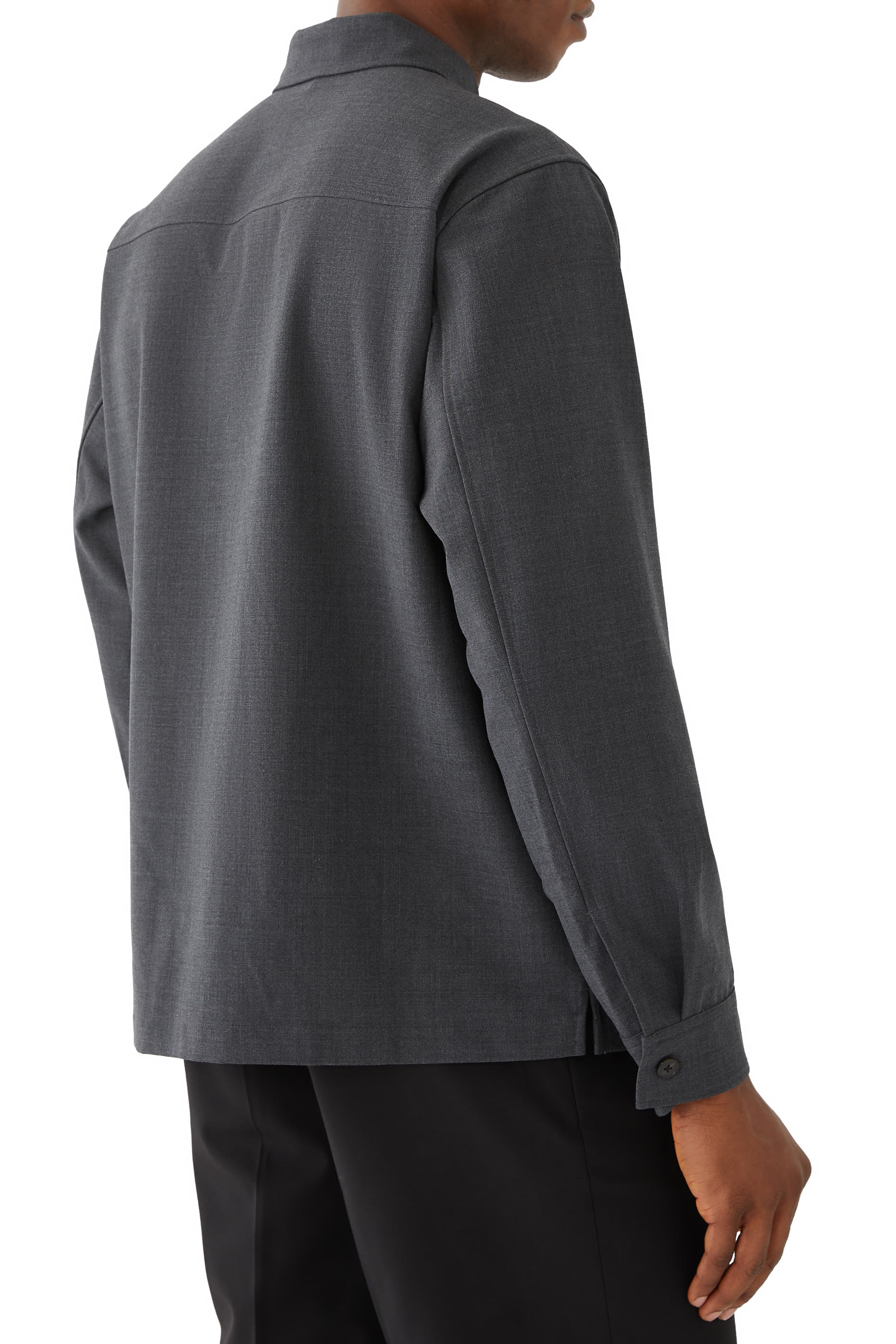 Wool-Blend Twill Overshirt