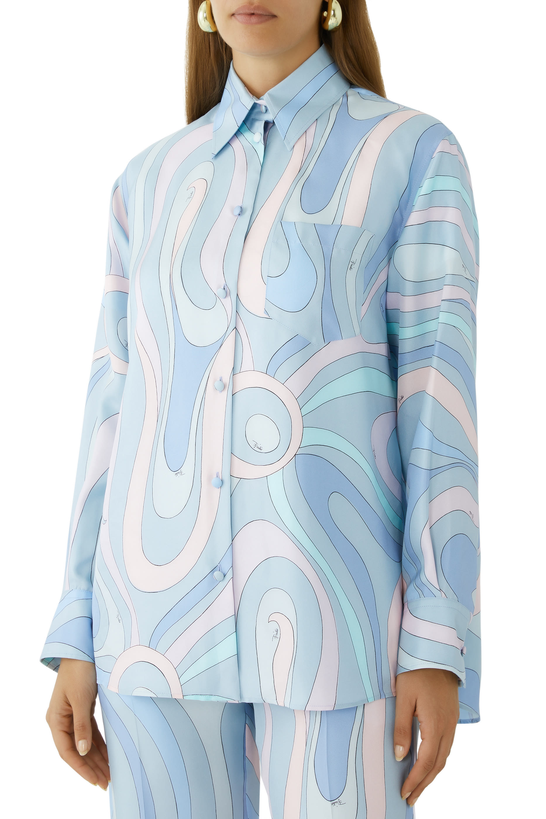 Marmo-Print Silk-Twill Shirt