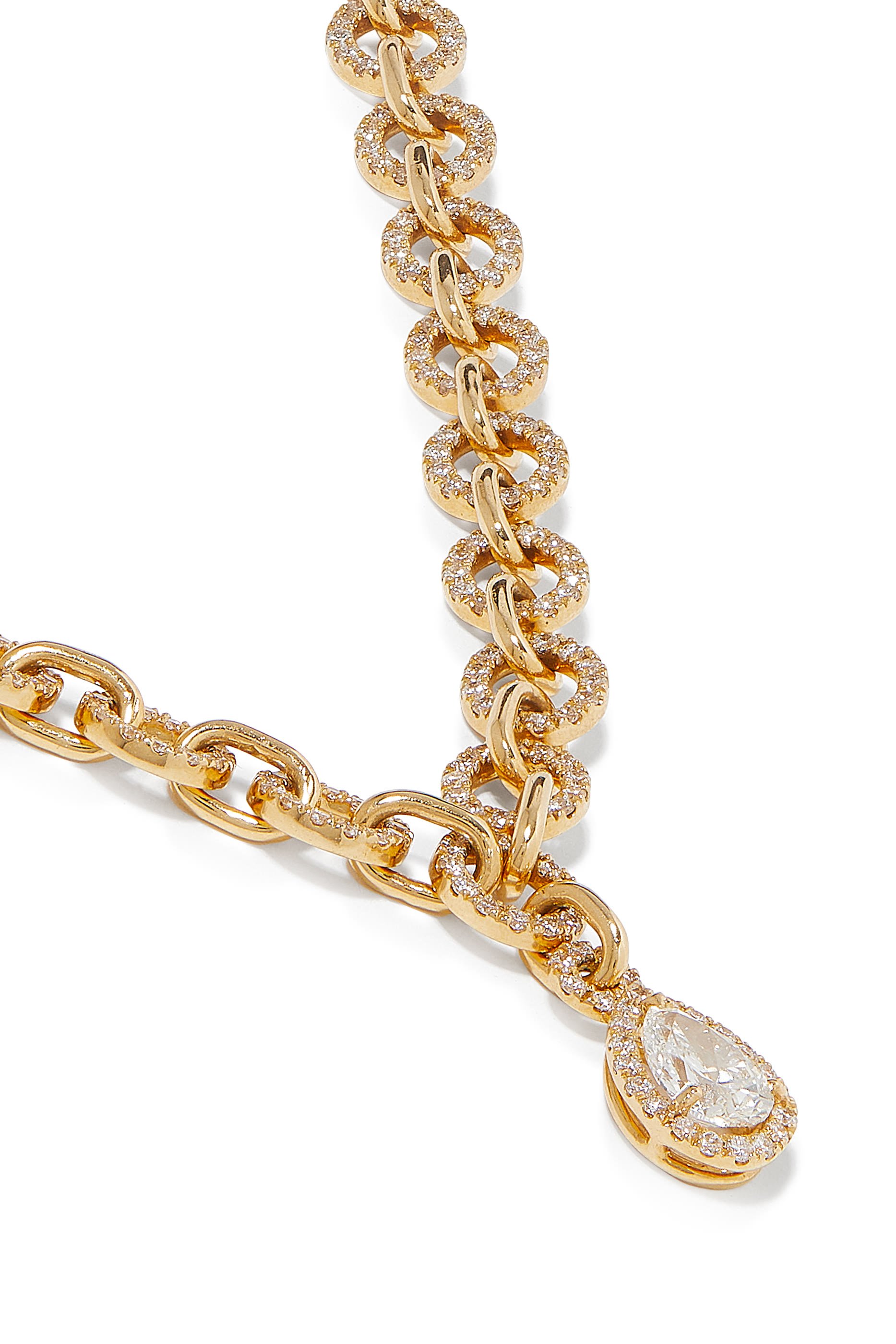 Single Chain Necklace, 18k Yellow Gold & Diamonds