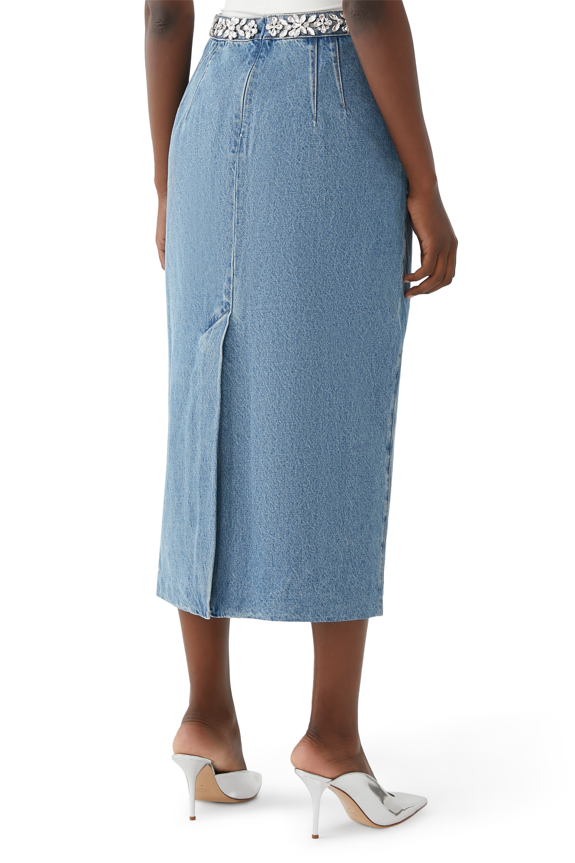 Crush Embellished Denim Skirt