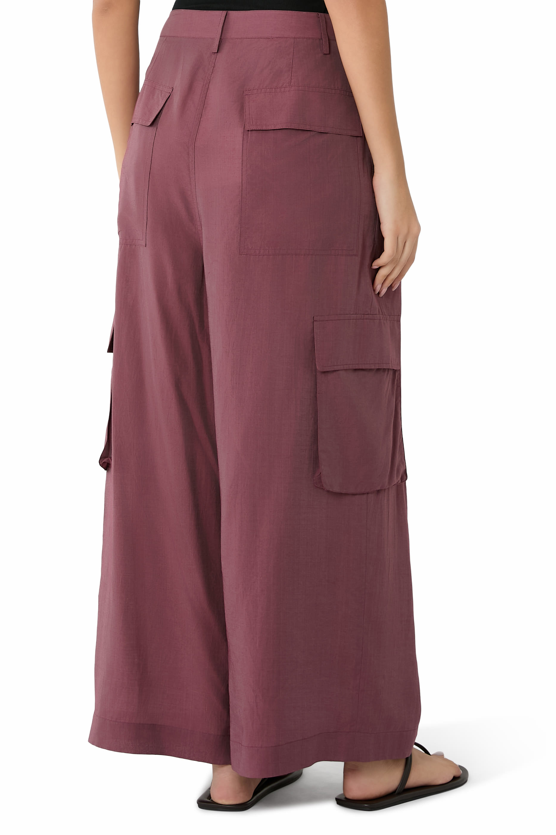 Silk Voile Cargo Triple Pleat Pants