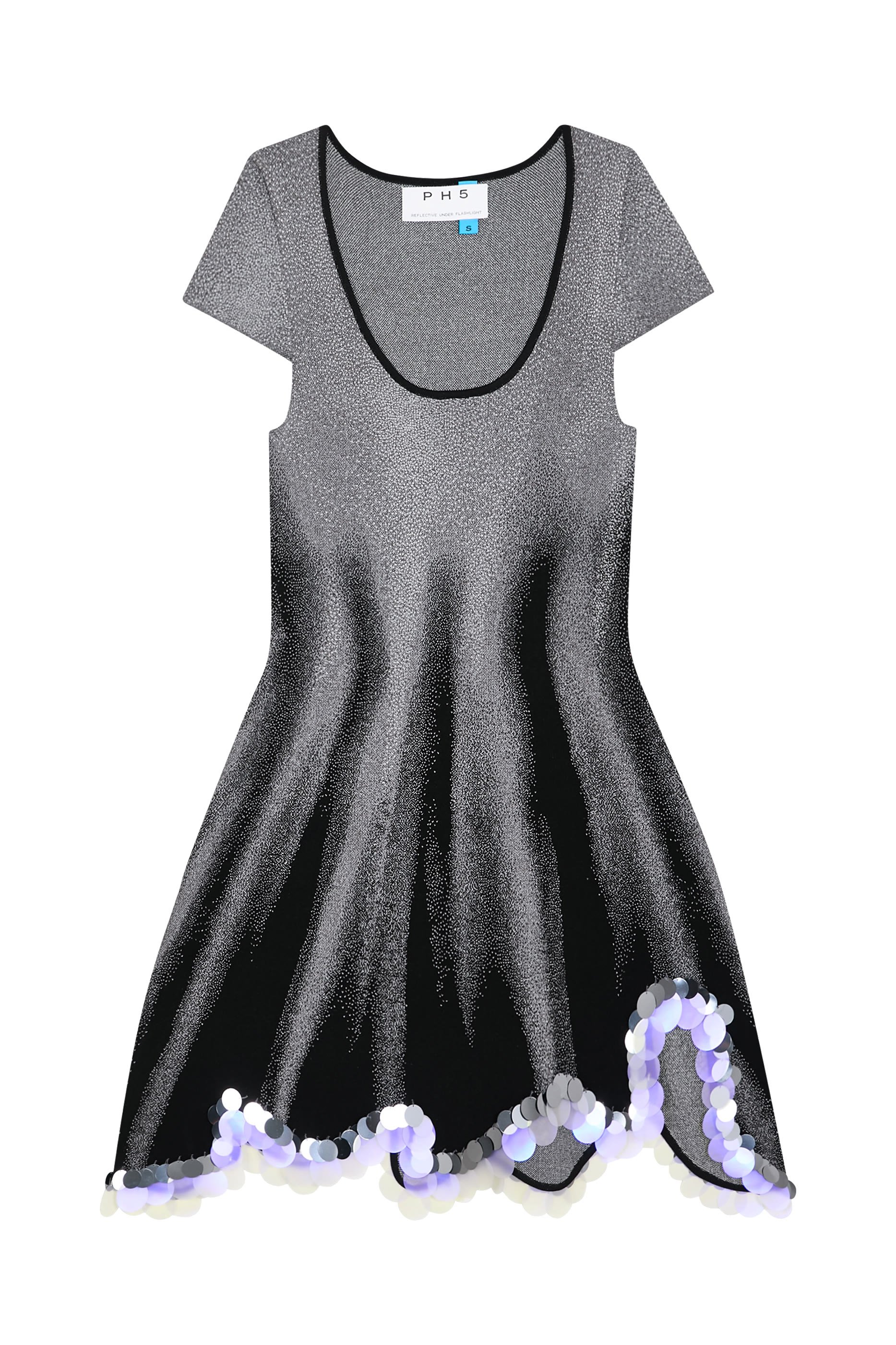  Zingel Flashlight Reflective Mini Dress with Sequins