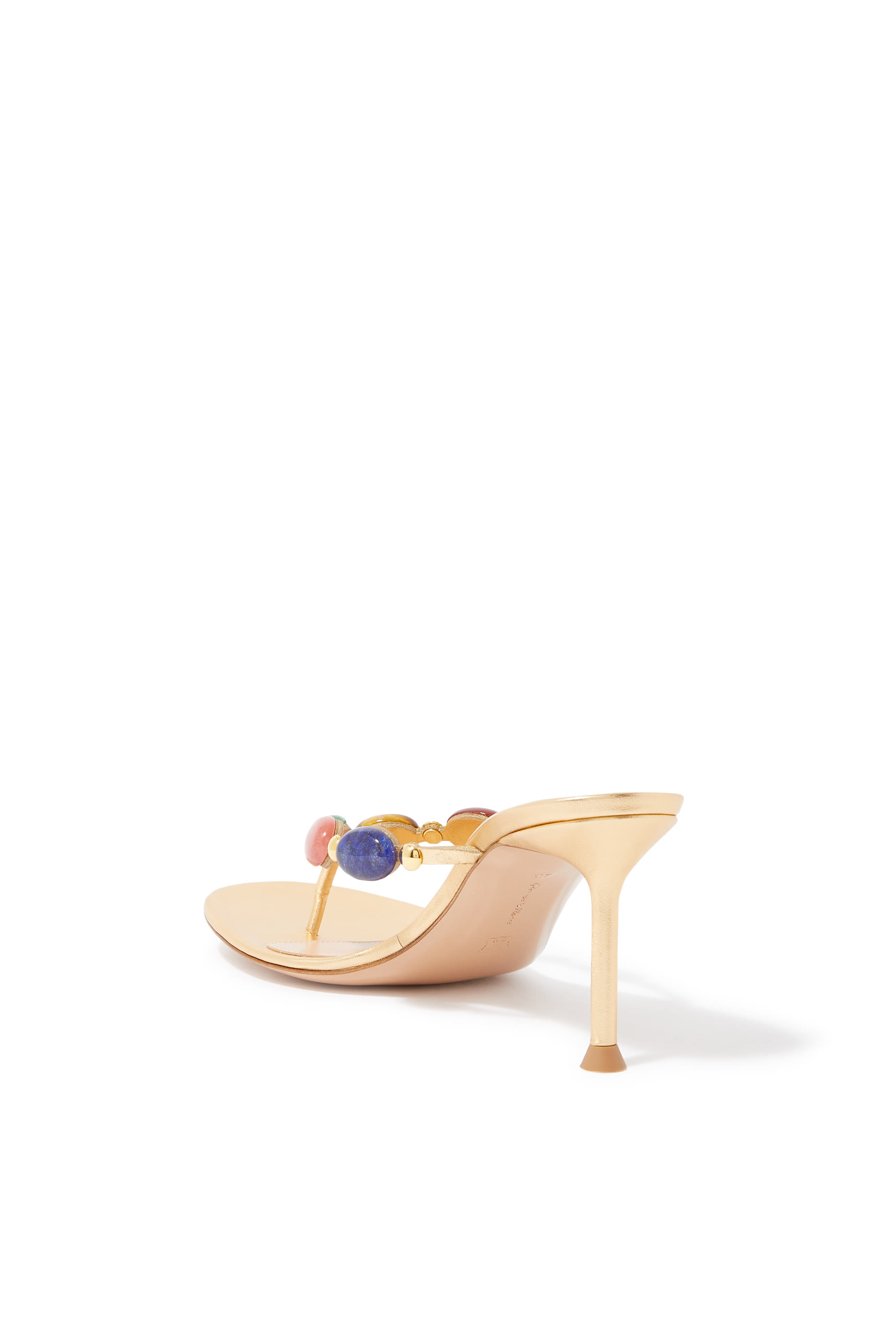 Shanti 70 Stone Embellished Metallic Leather Sandals