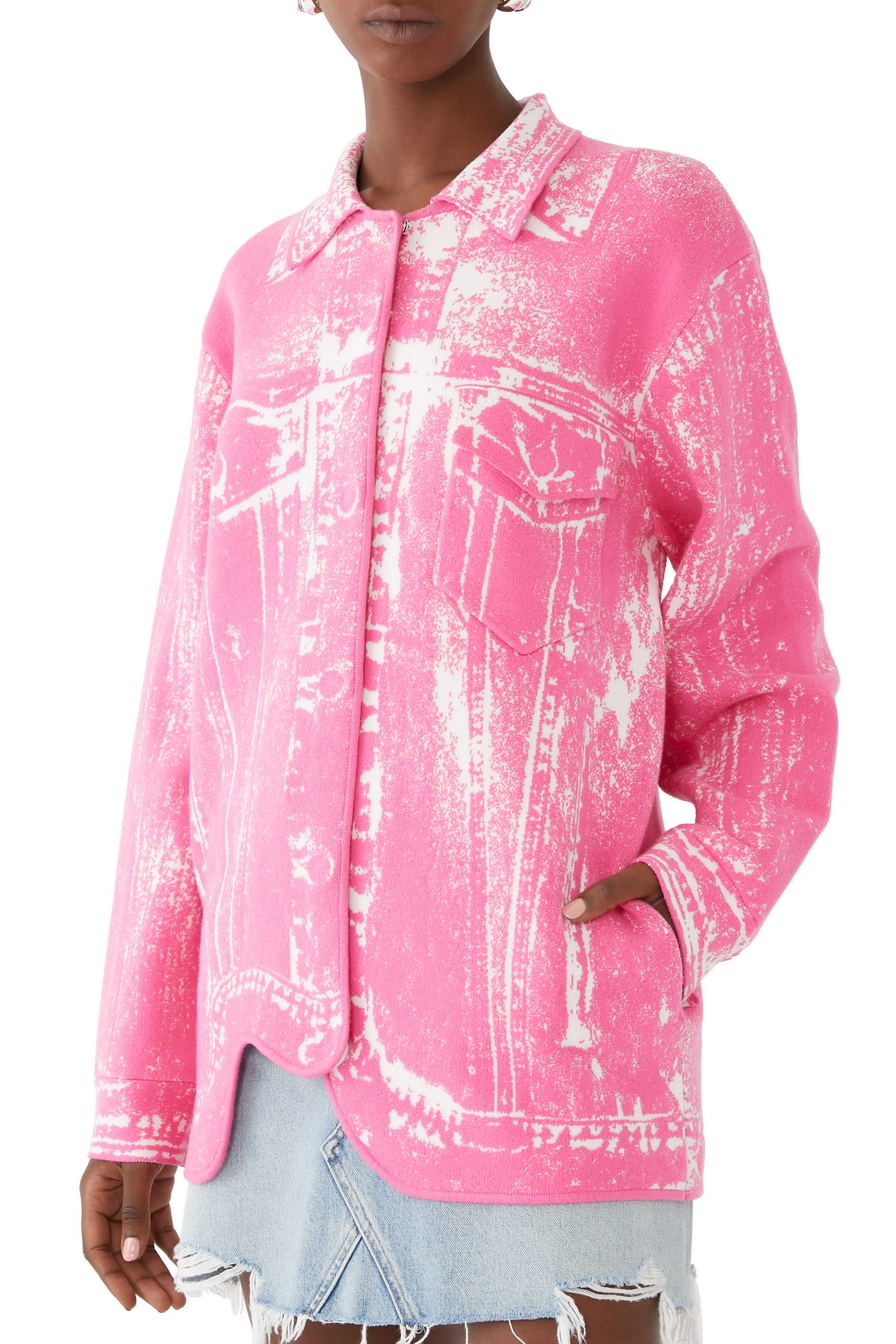 Hana Denim Print Oversized Jacket