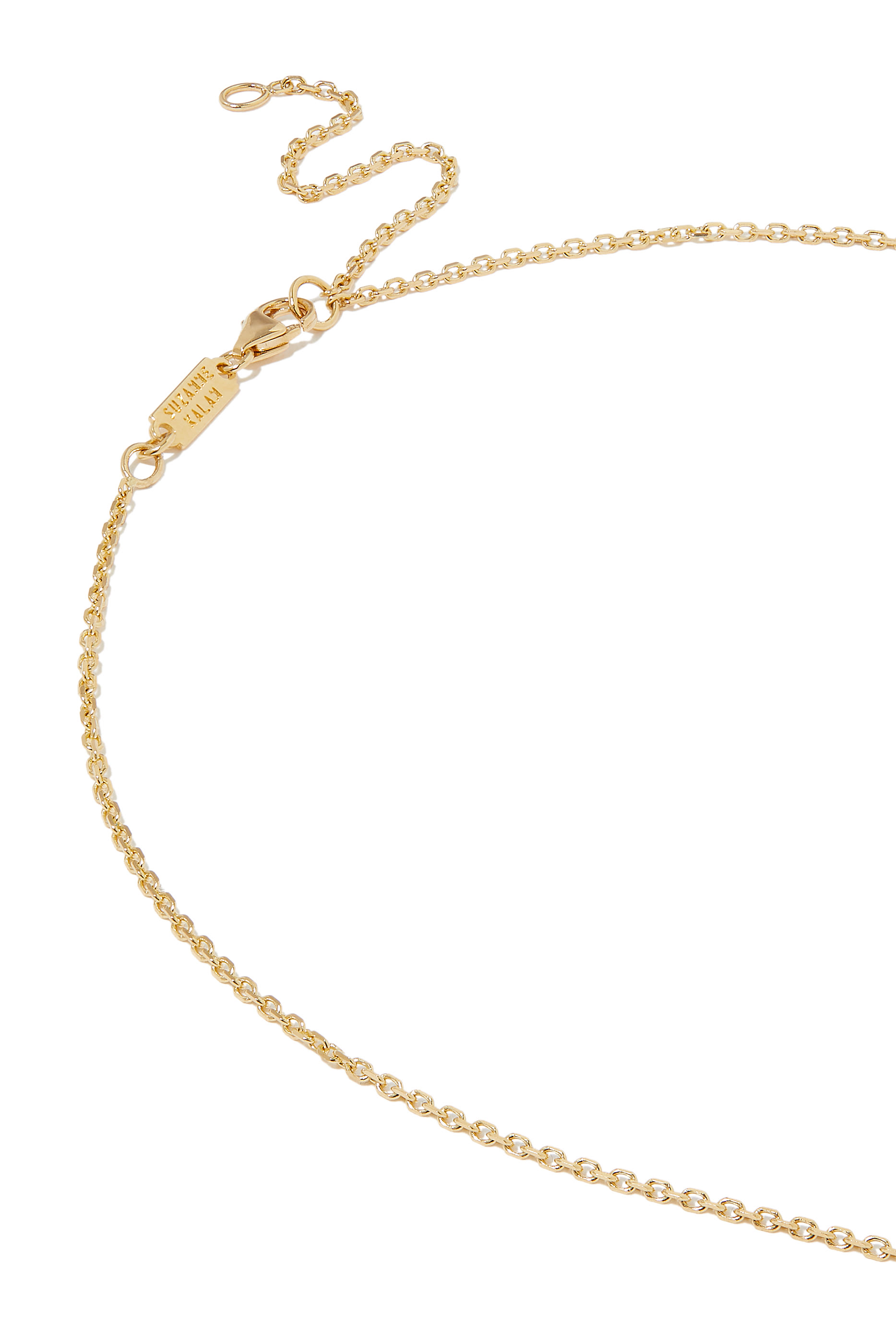 Dog Tag Chain Necklace, 18K Yellow Gold with Emerald & Diamond