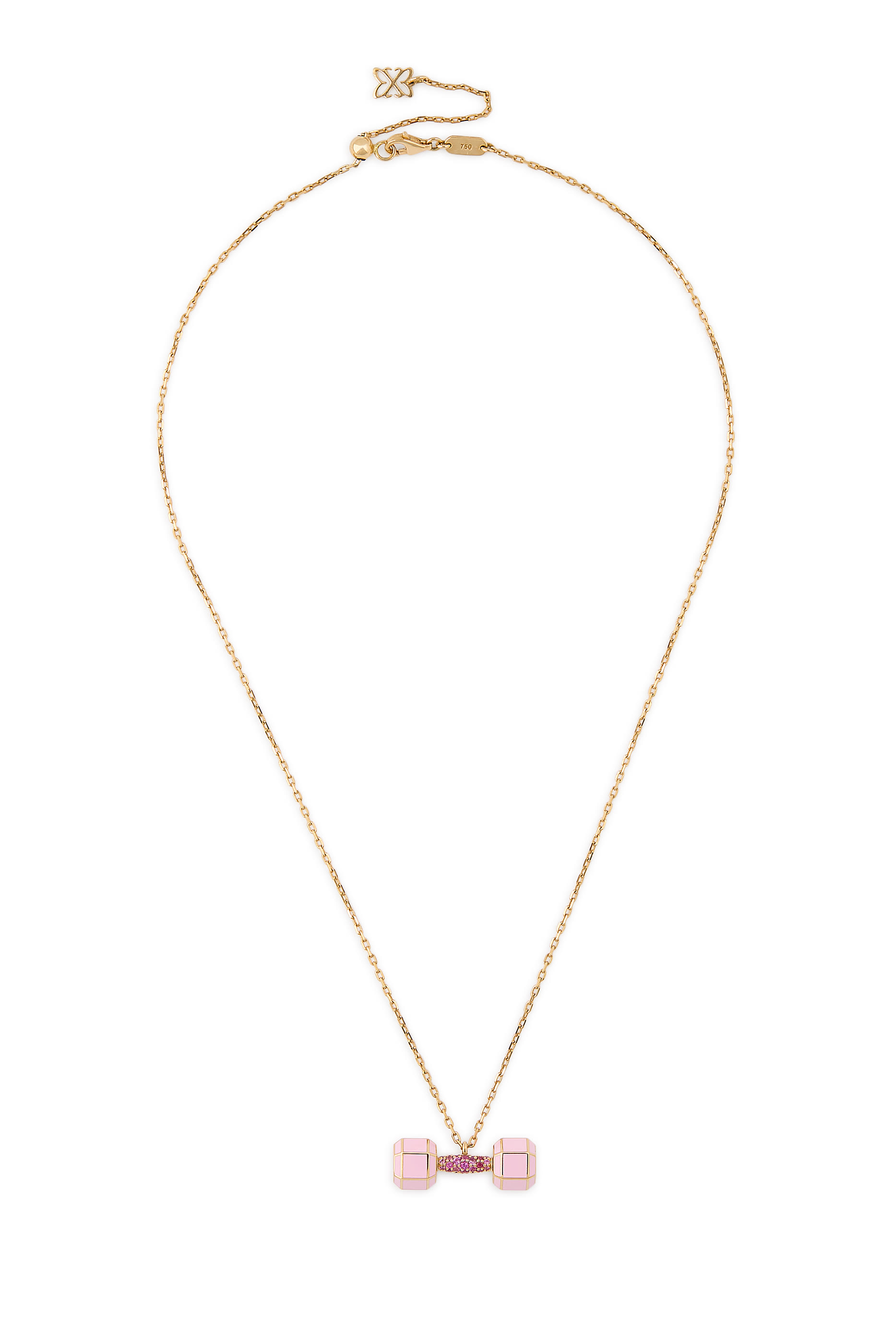 Dumbbell Pendant, 18k Rose Gold & Sapphires, Enamel