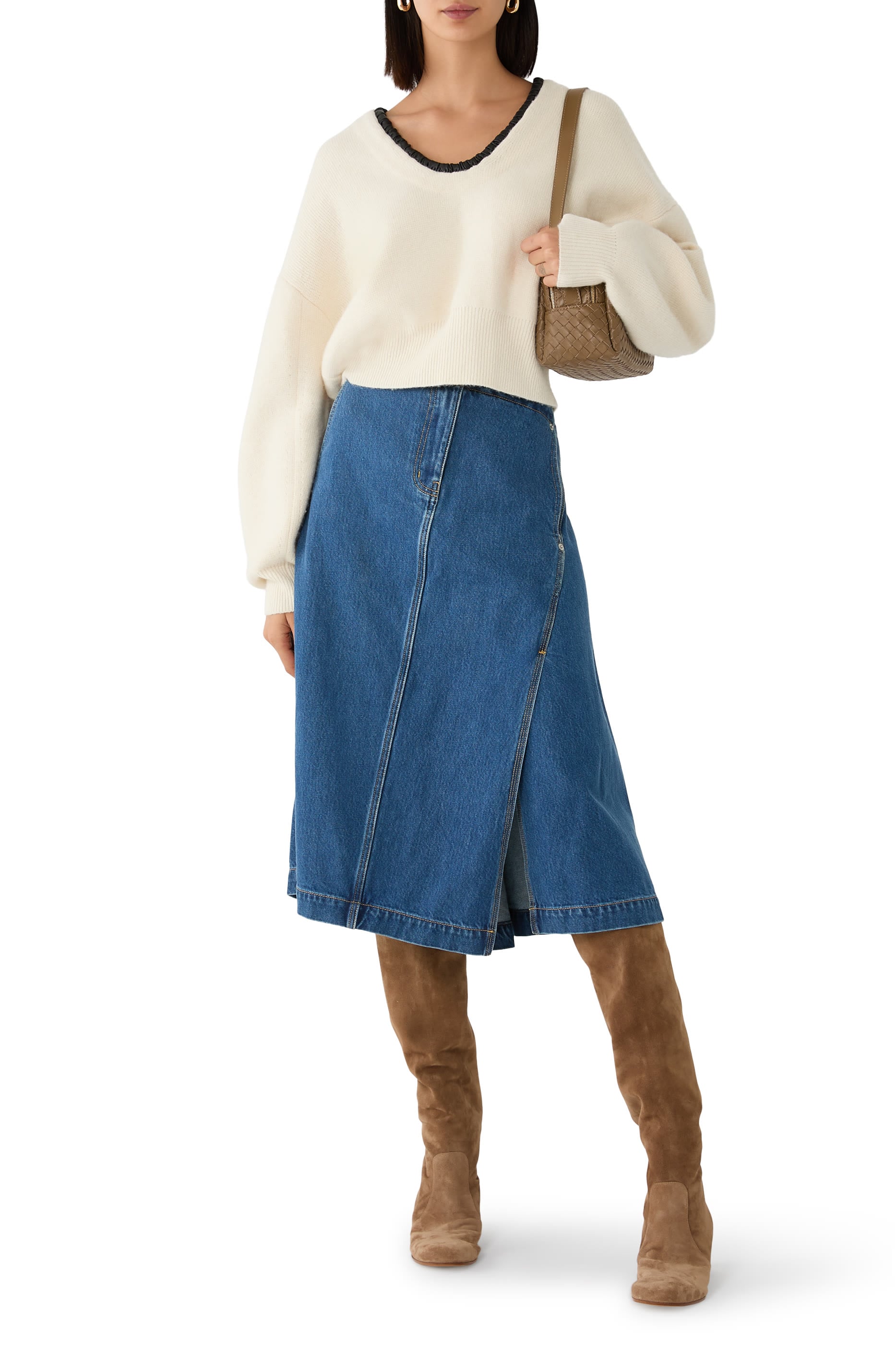 Asymmetric Denim Skirt 