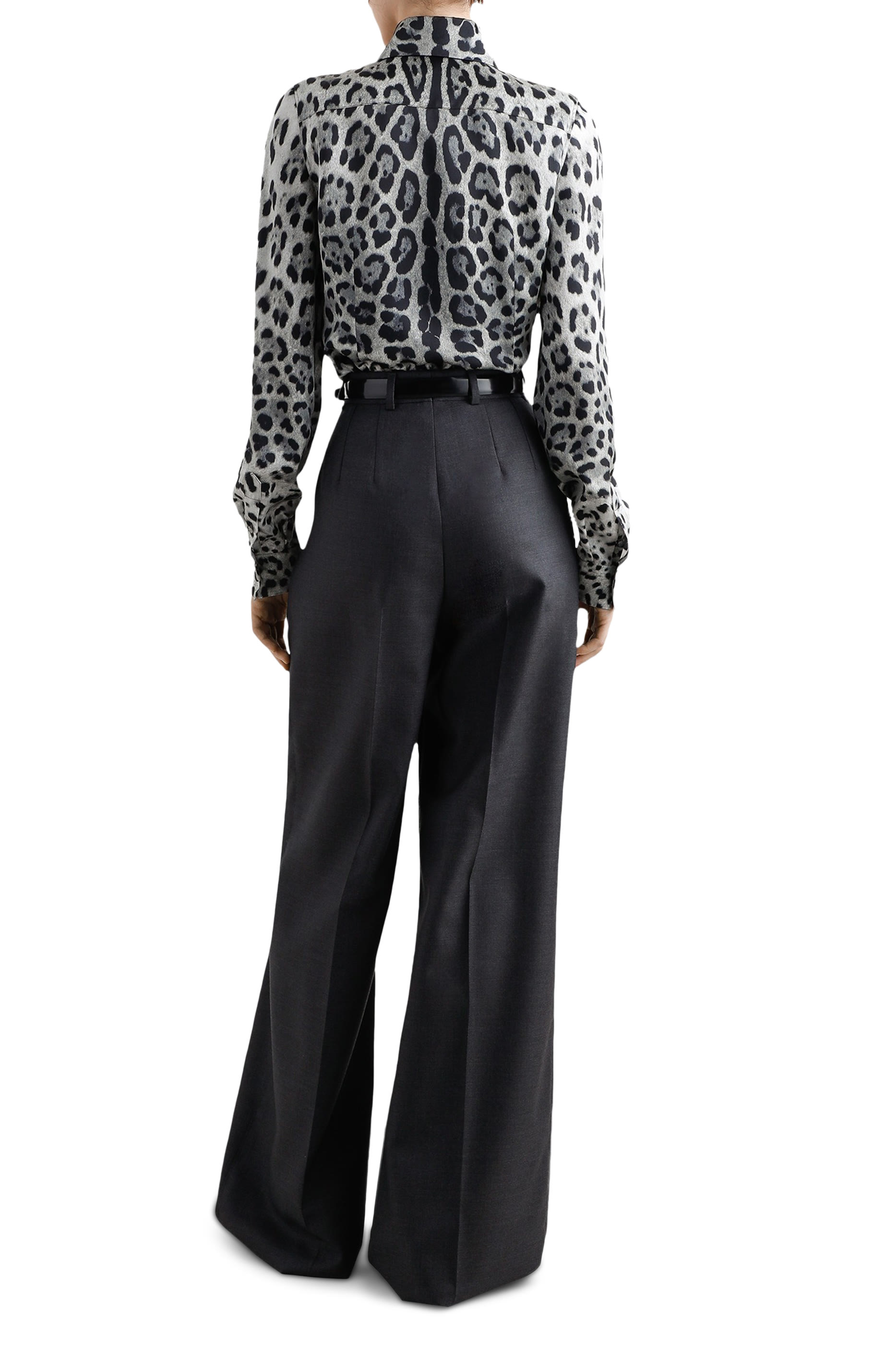 Leopard-Print Silk Satin Shirt