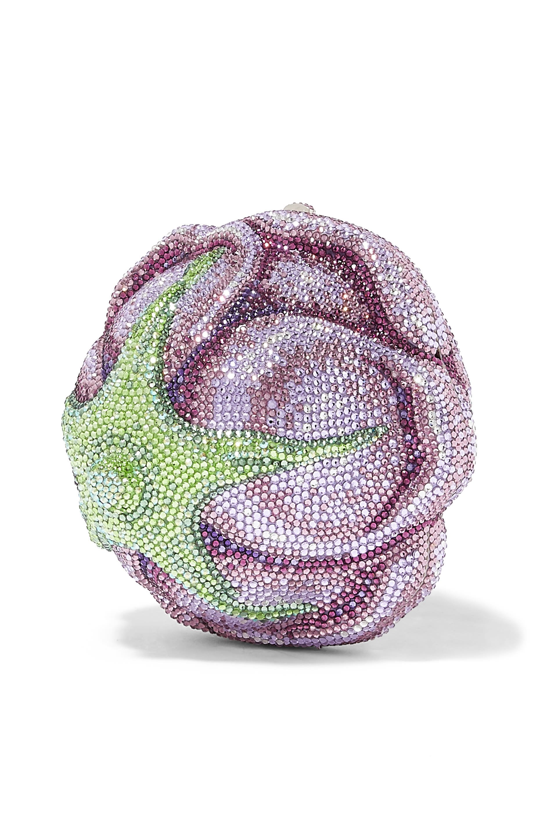 Rose Melody Bejeweled Flower Clutch