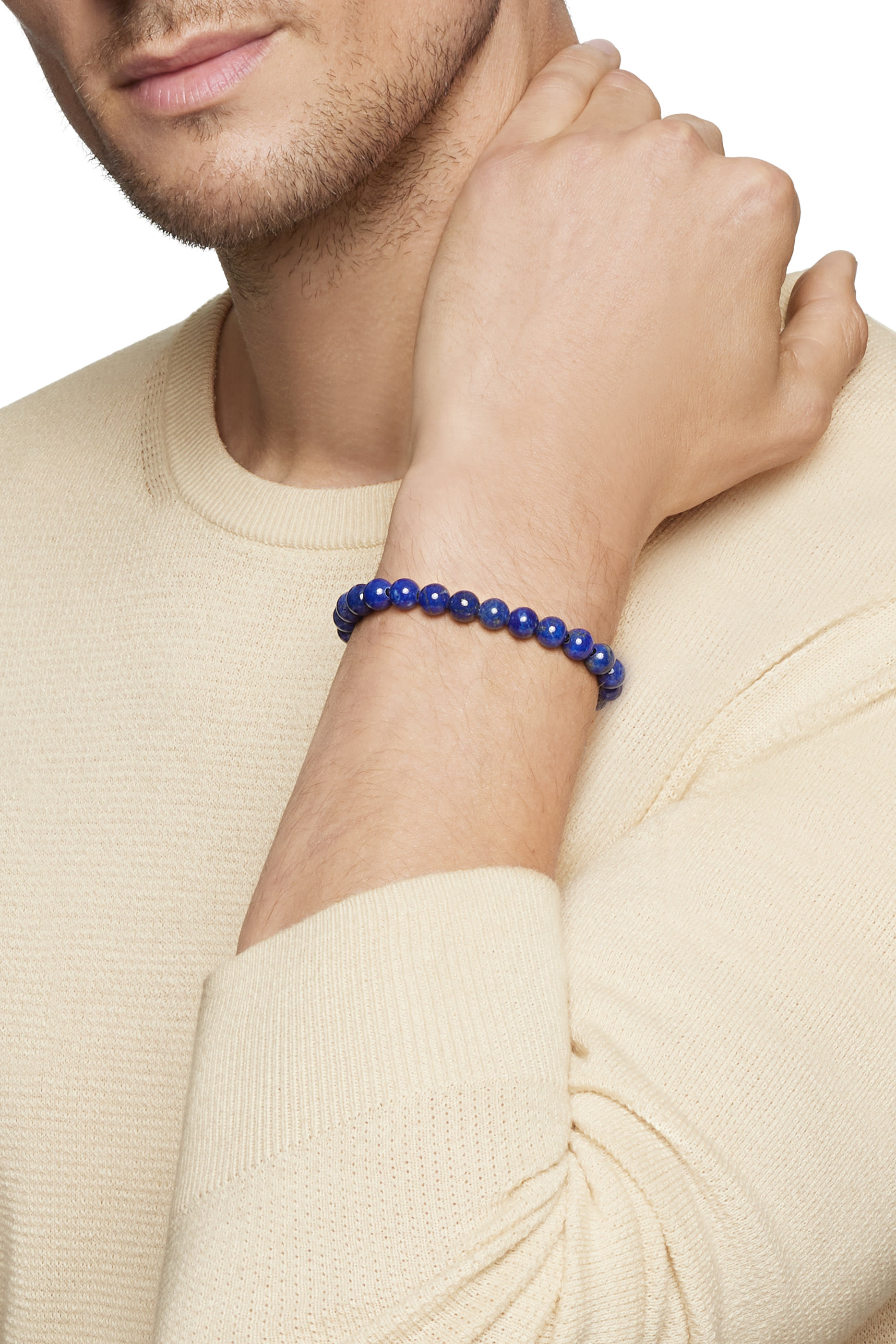 Spiritual Beads Bracelet, Sterling Silver & Lapis Lazuli