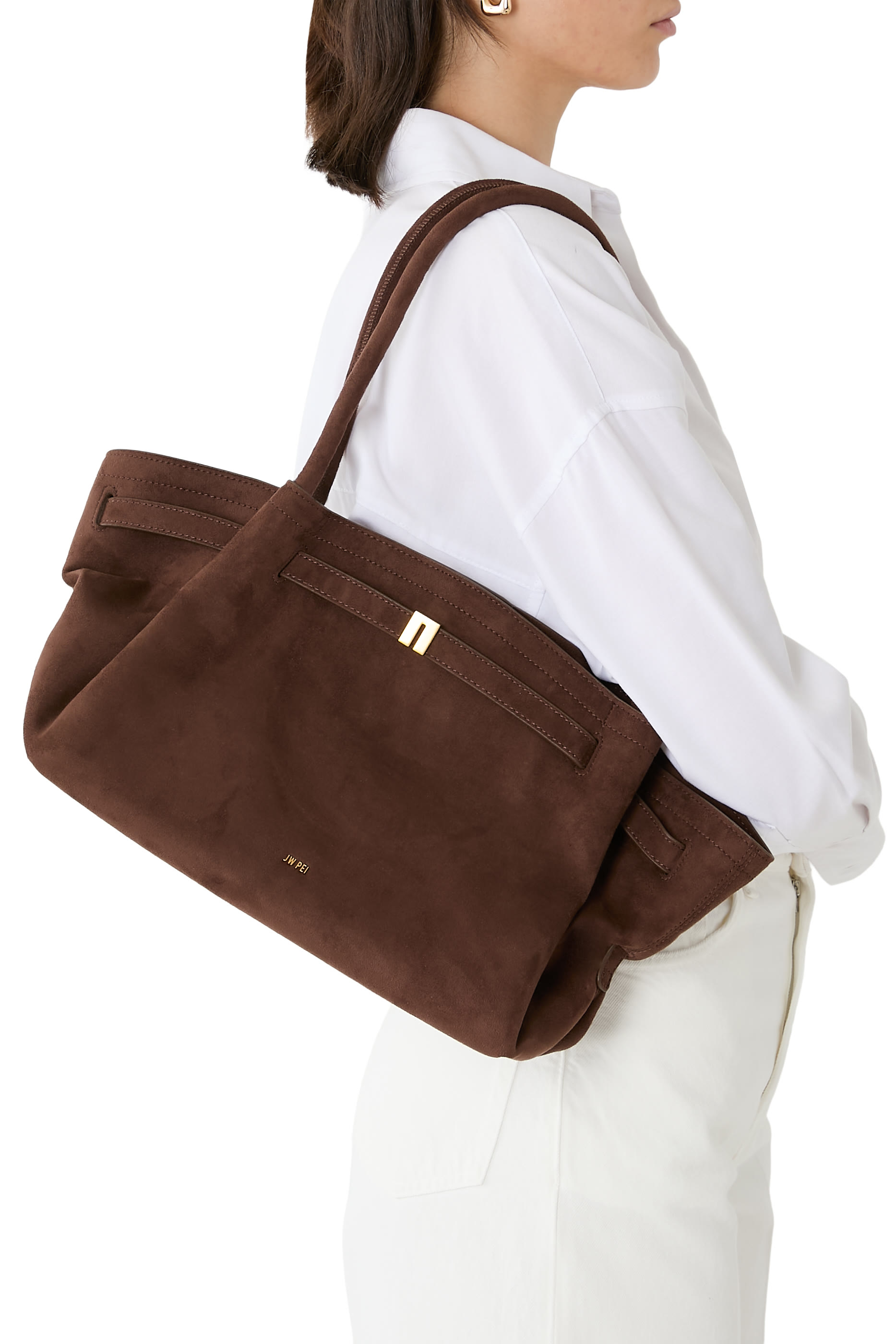 Hana Wide Faux Suede Tote Bag