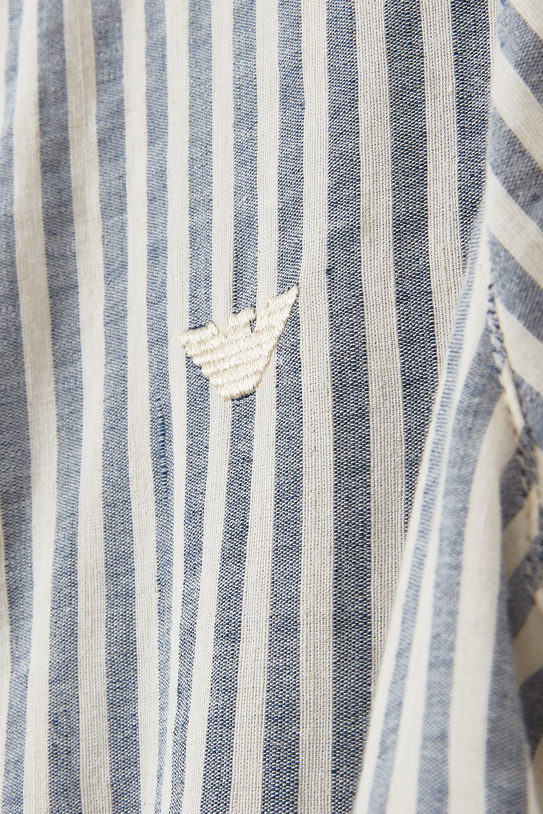 Kids Short Sleeves Cotton-Linen Striped Shirt