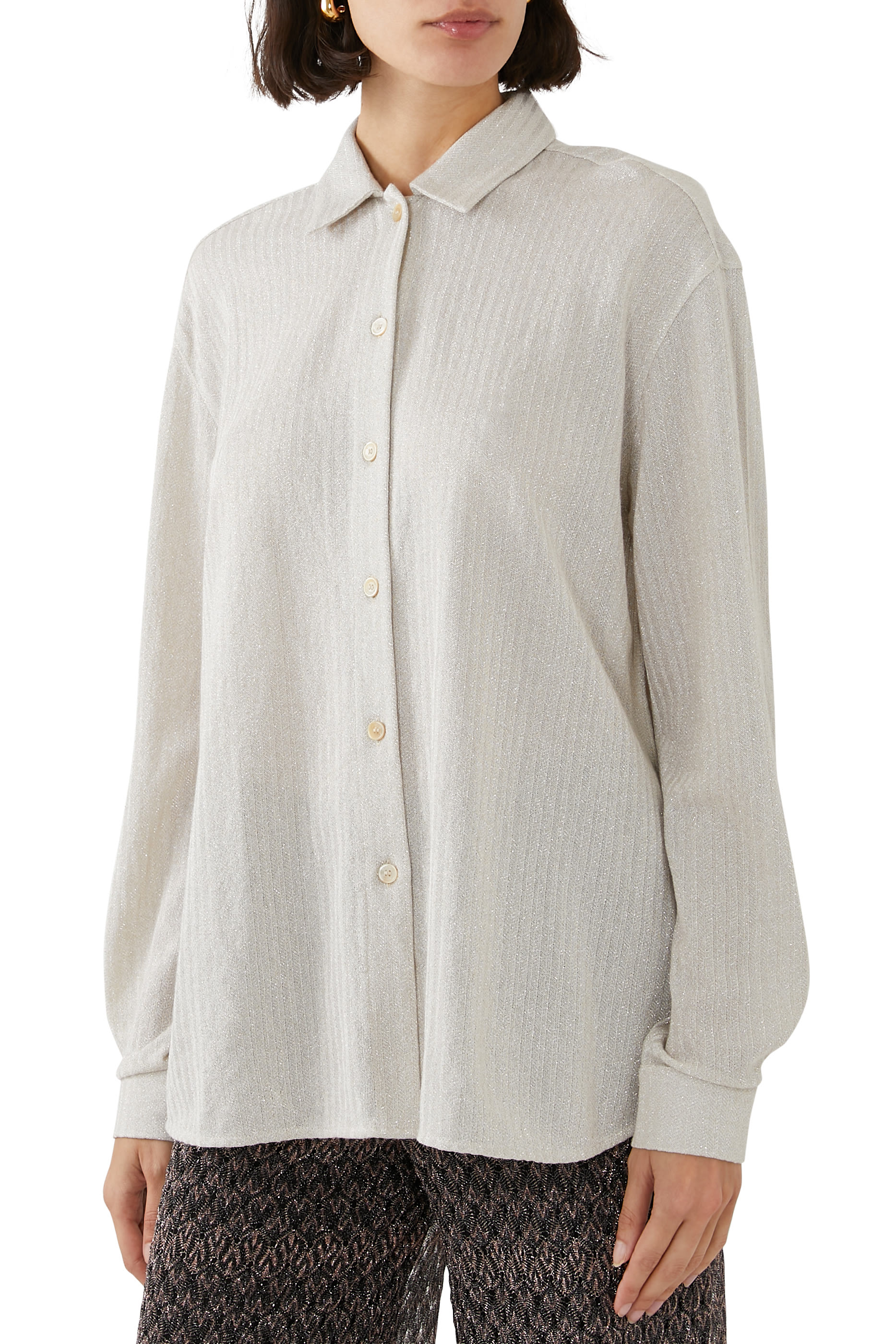 Essentials Raschel Lame Long Sleeve Shirt