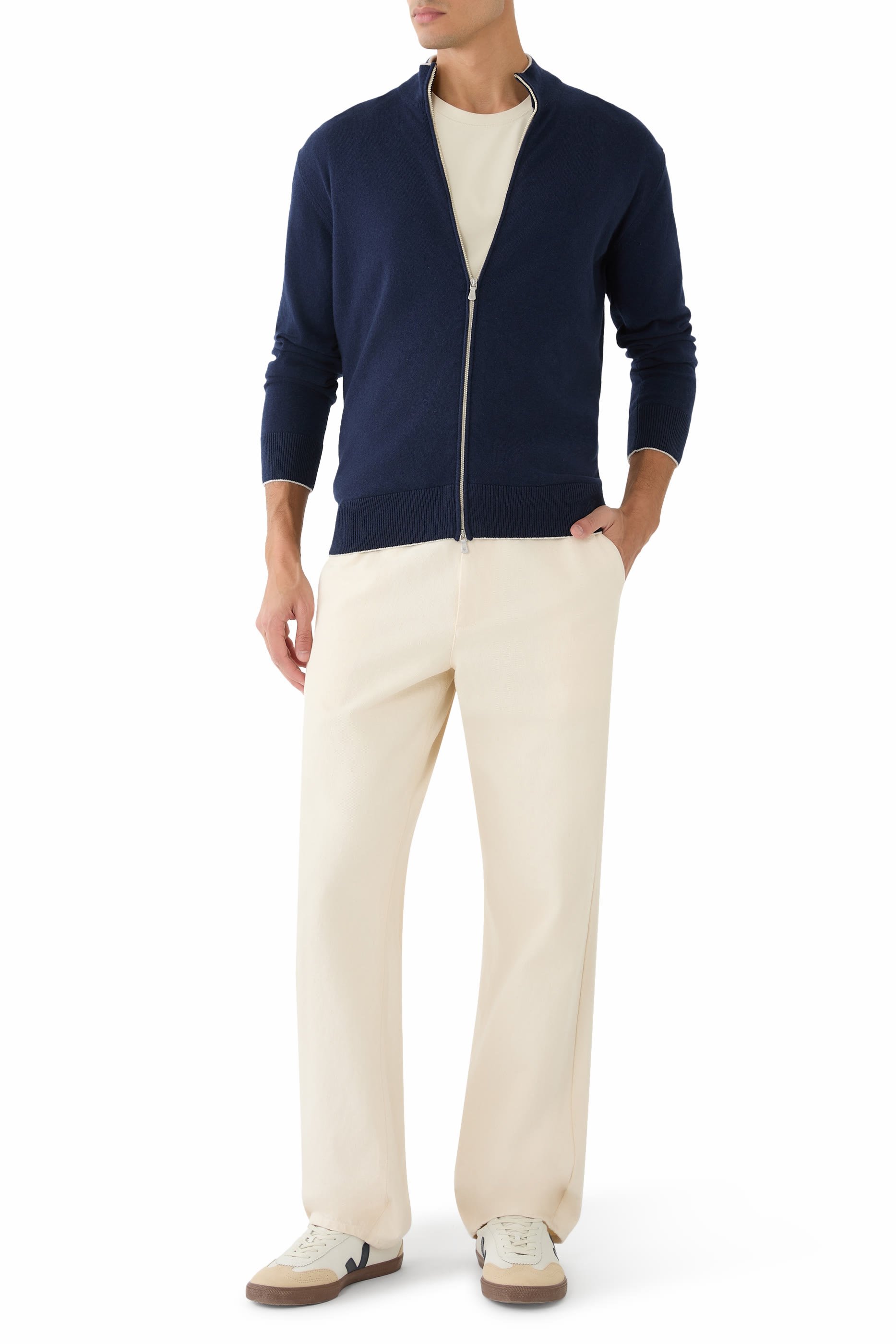 Cashmere Zip-Up Sweater