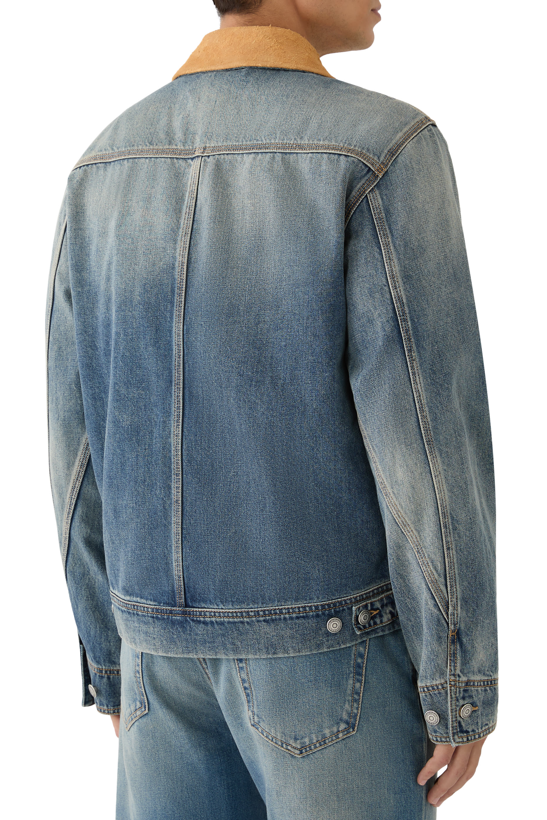 Suede Collar Denim Jacket