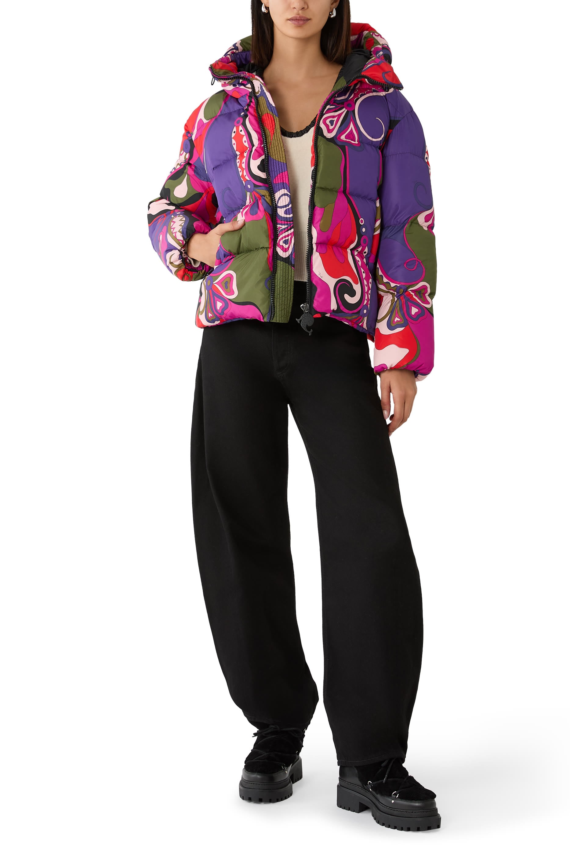 Orchidee Print Down Jacket