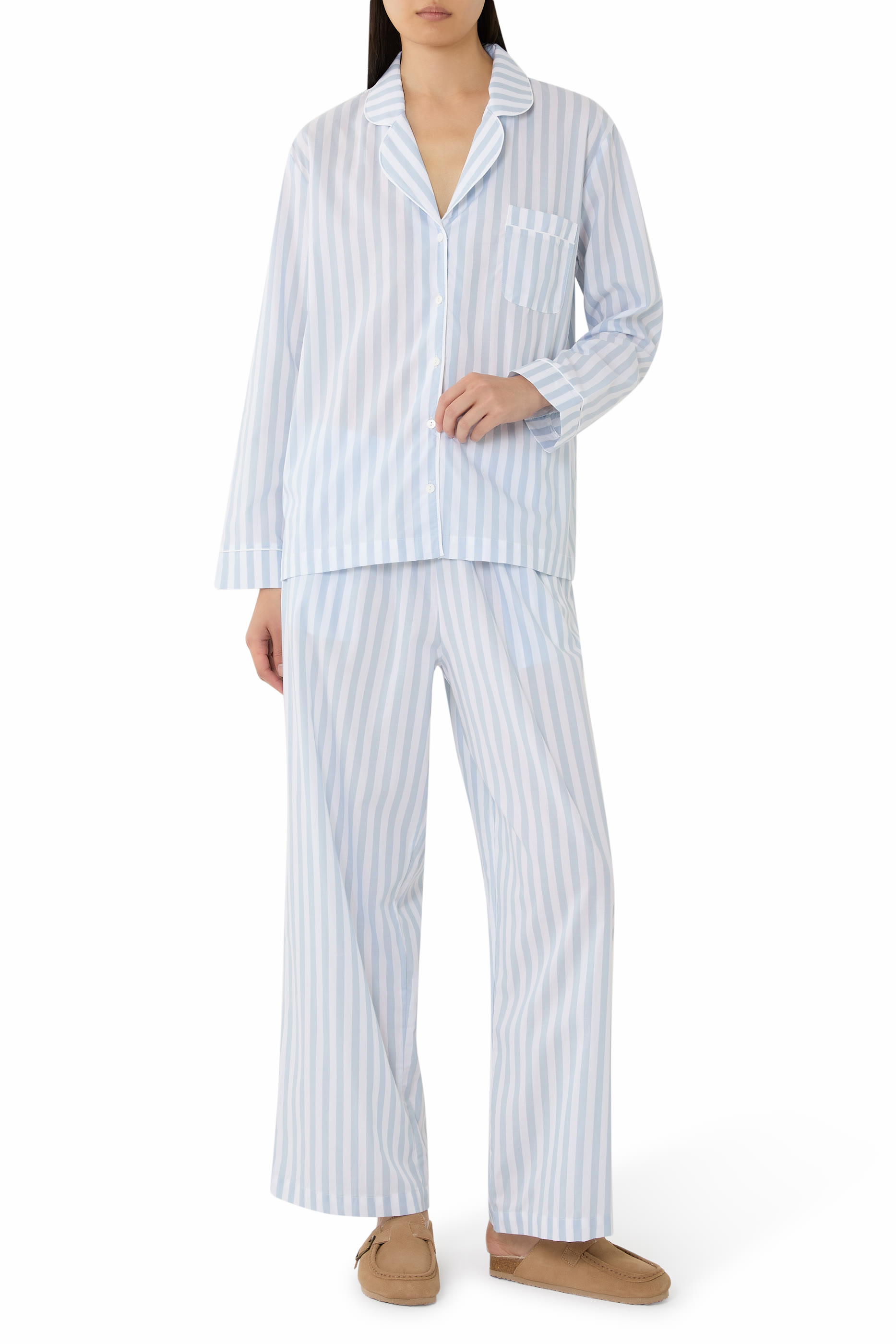 Organic Cotton Poplin Stripe Pyjama Set  