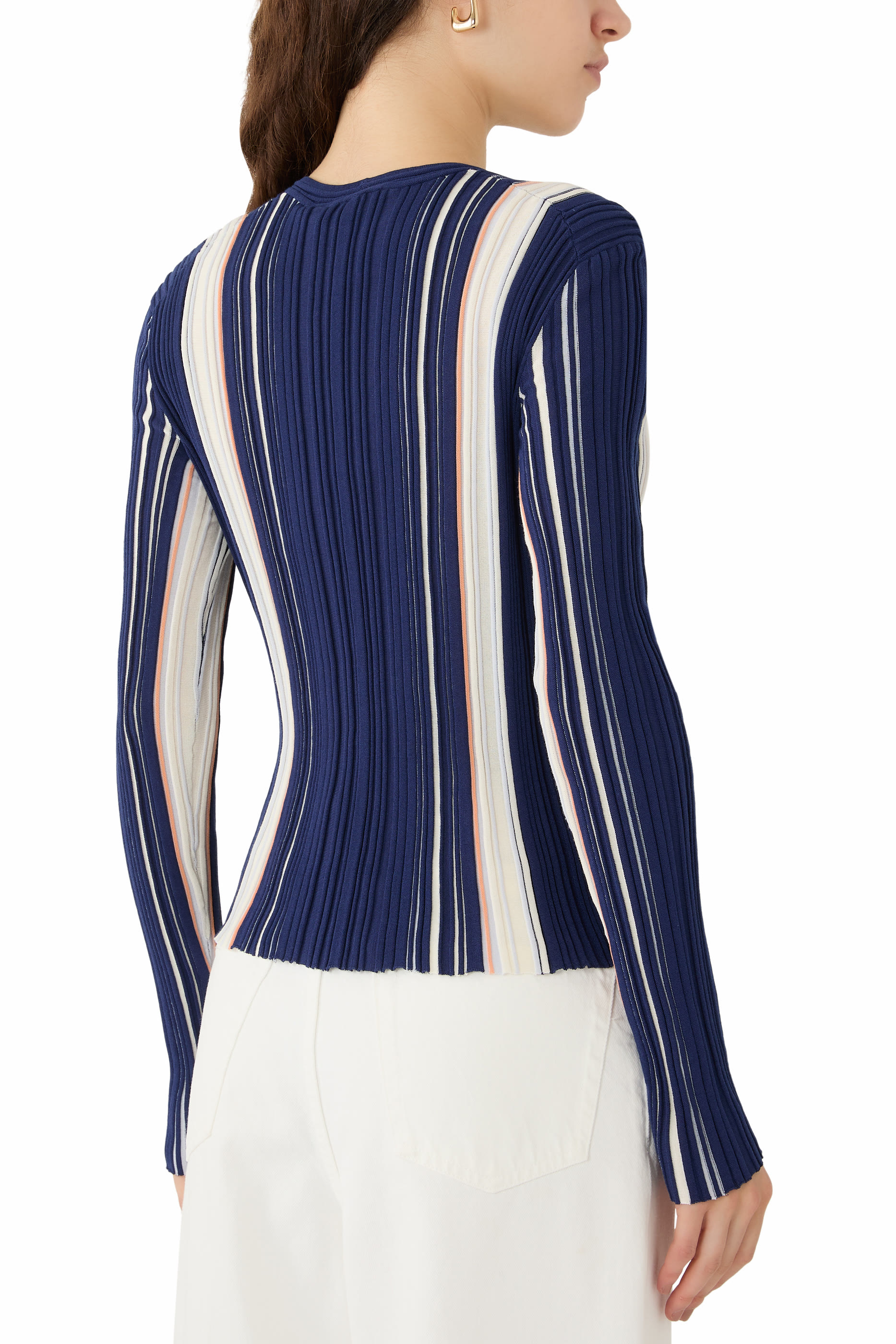  Ribbed Cardigan in Organic Cotton-Blend