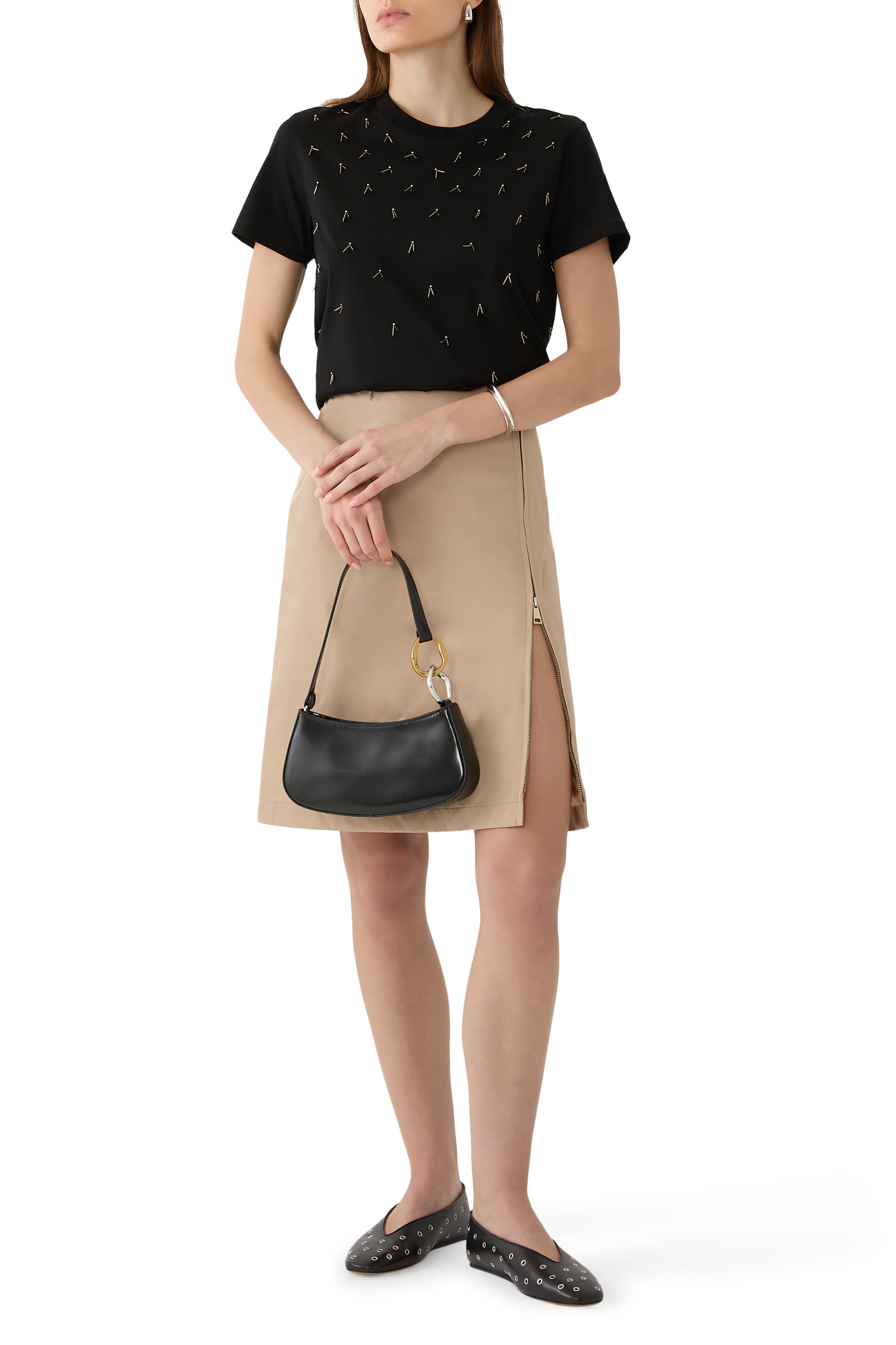 Beaded Cotton T-Shirt