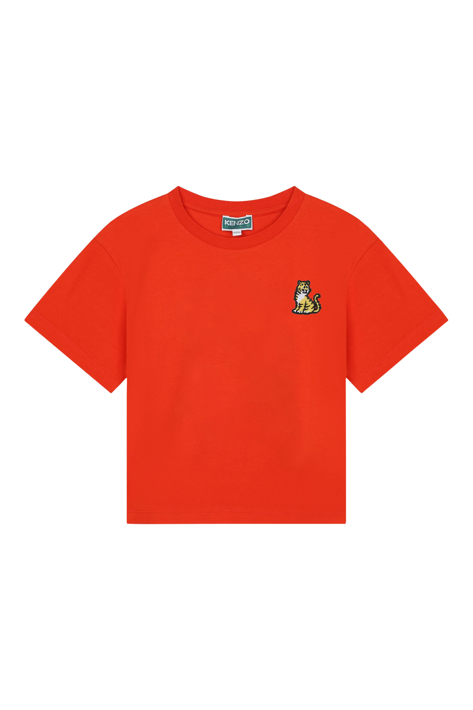 Kids Embroidered Tiger Logo Print T-Shirt