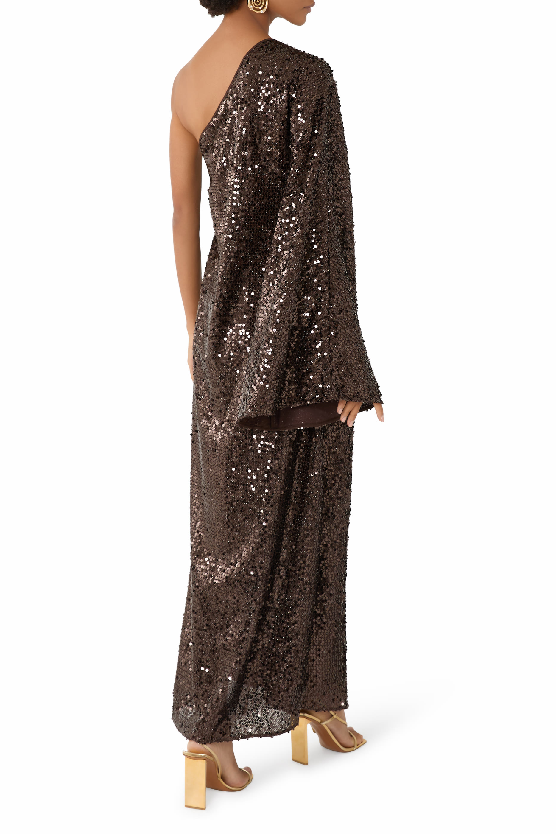 Net Sequin Maxi Dress