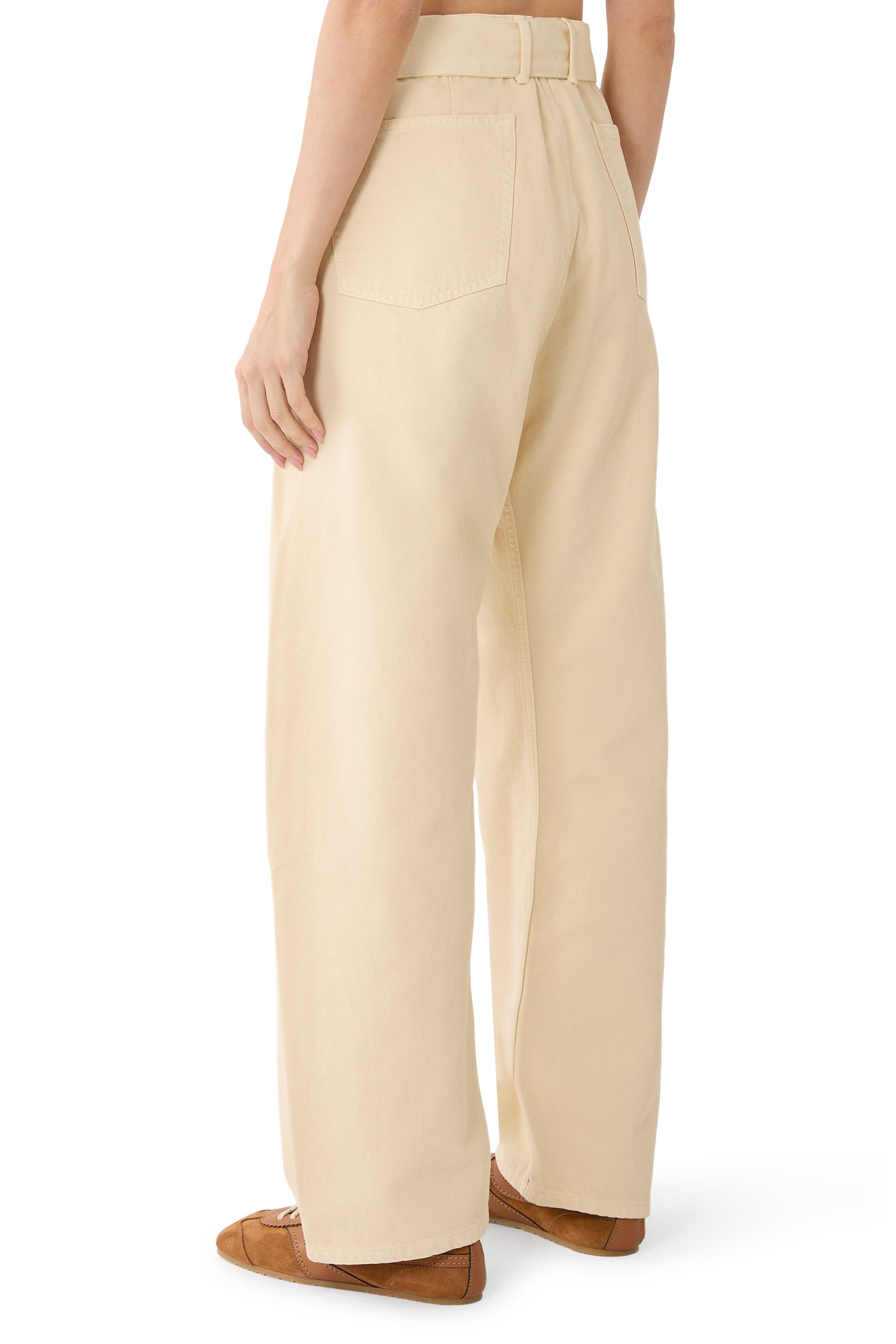  Belted Wide-Leg Denim Trousers 