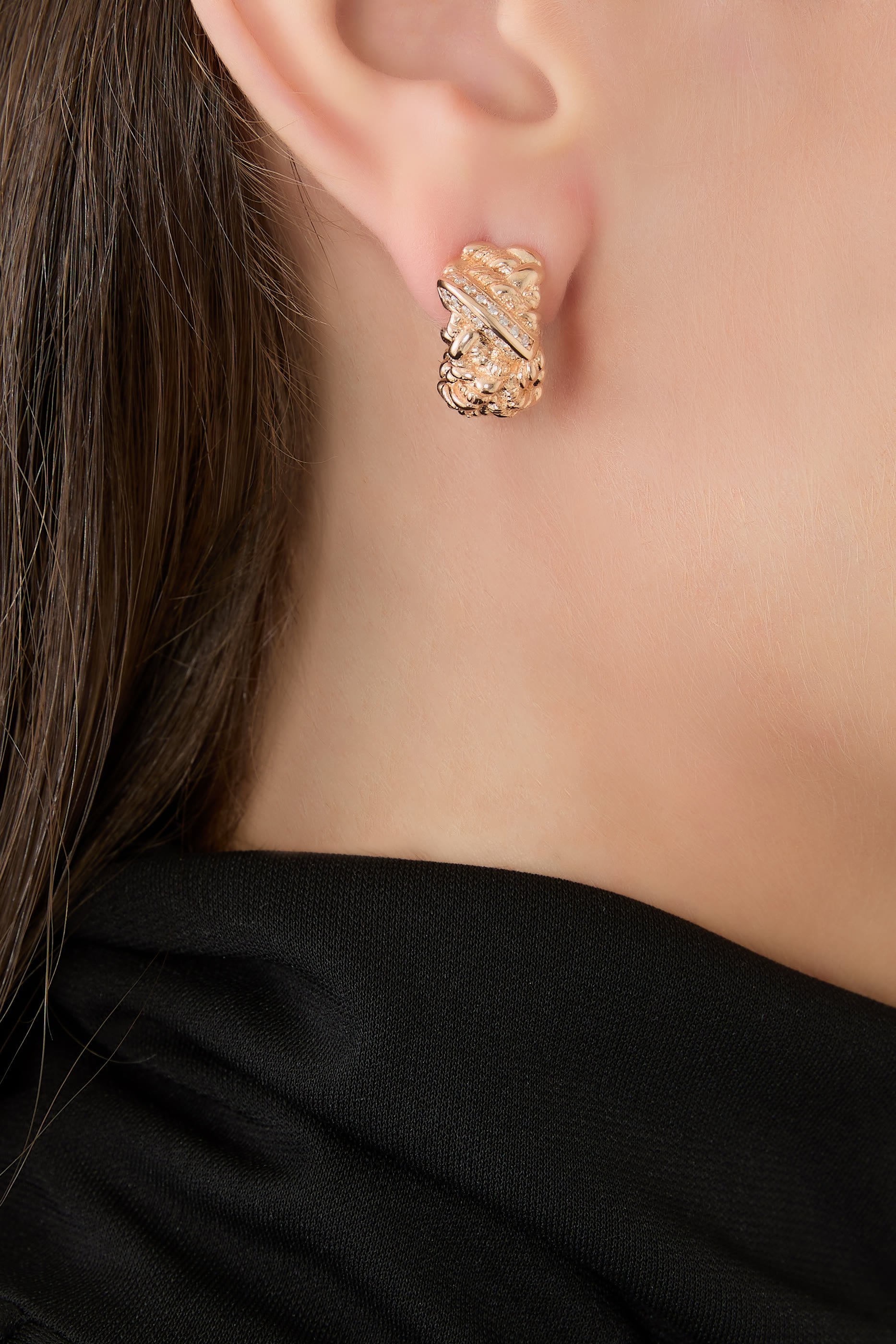  Intreccio Hoop Earrings, 18k Gold-Finish Sterling Silver & Cubic Zirconia