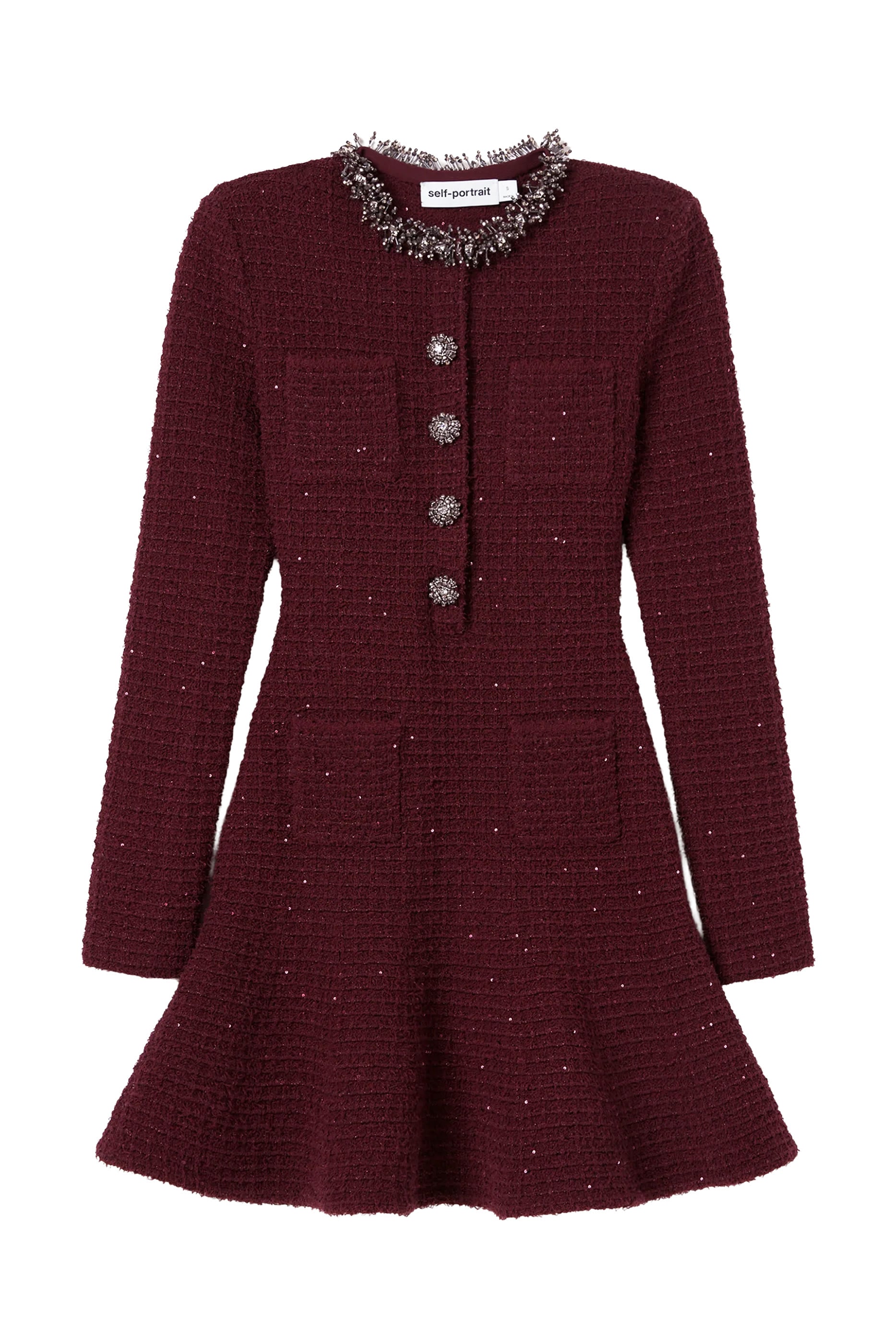 Textured Knit Embellished Mini Dress