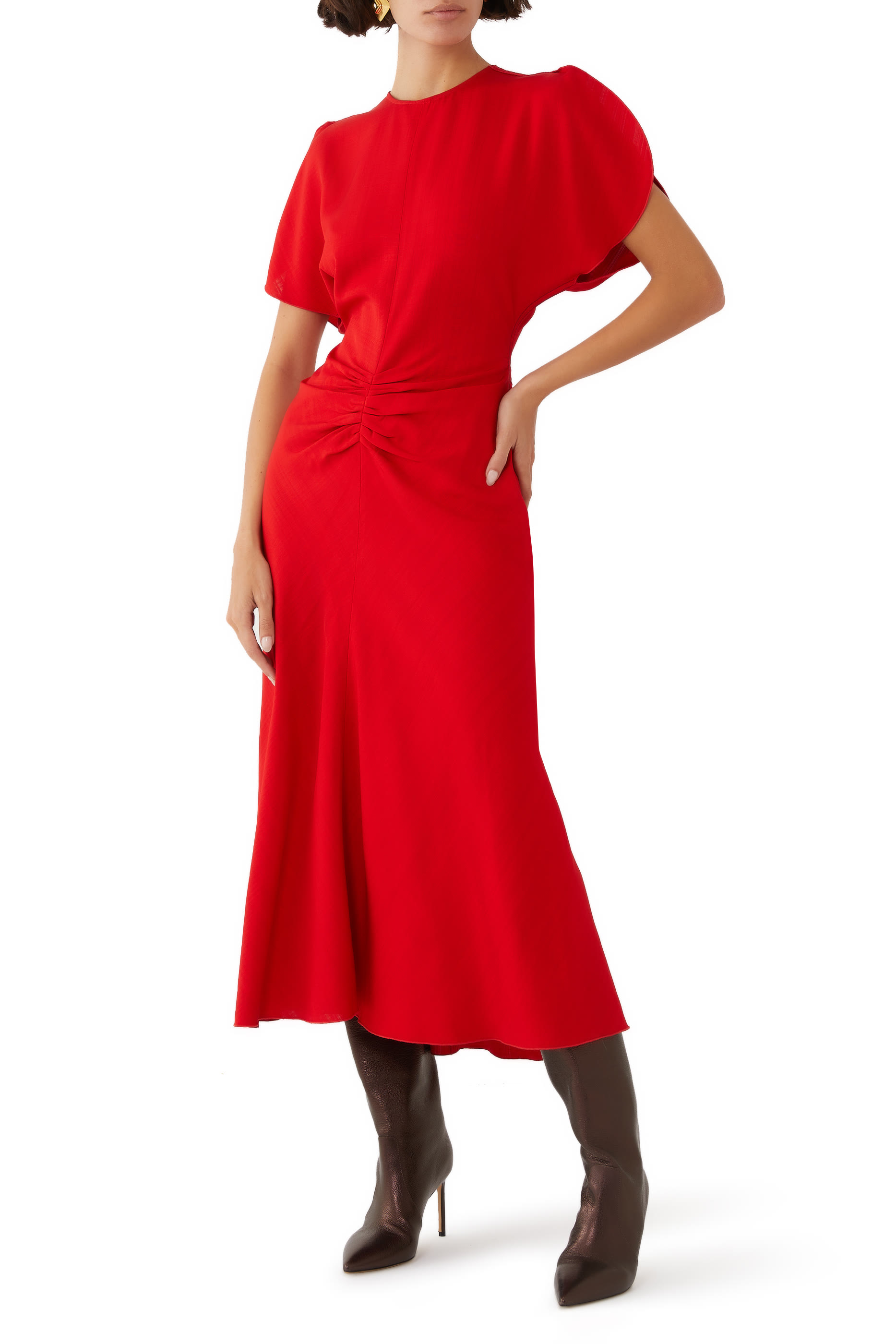 Gathered Waist Midi Dress
