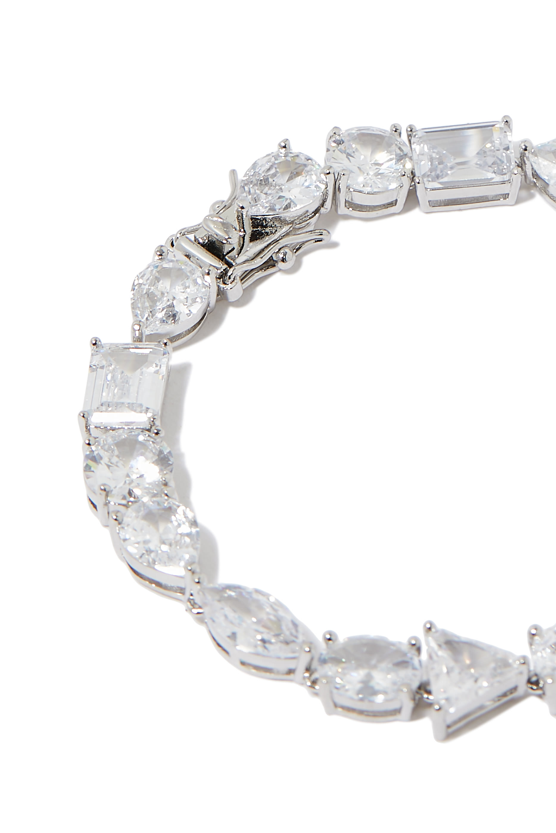 Multi Shape Tennis Bracelet, Sterling Silver & Cubic Zirconia