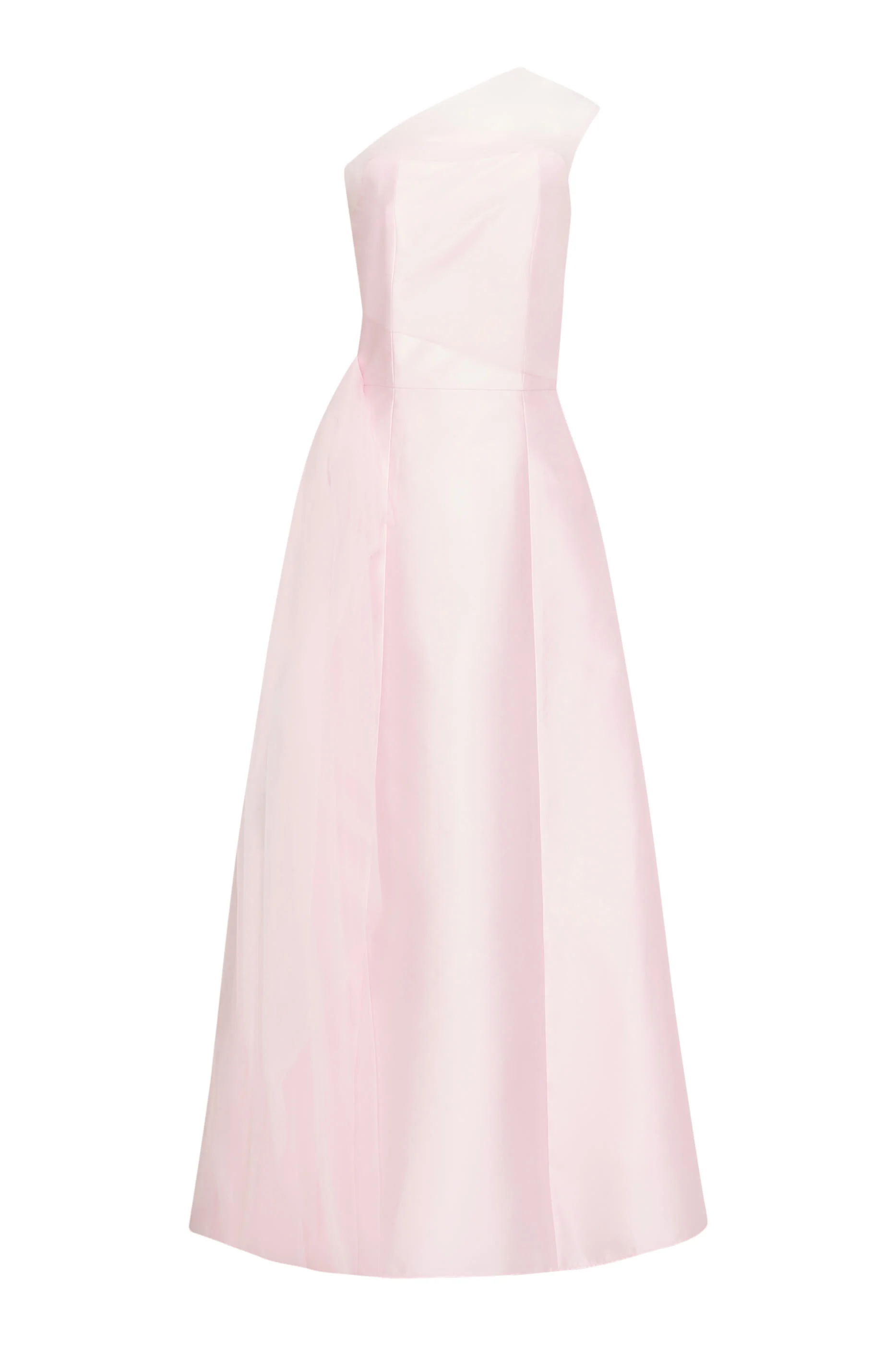  Sleeveless Mikado Gown with Tulle Side Drape