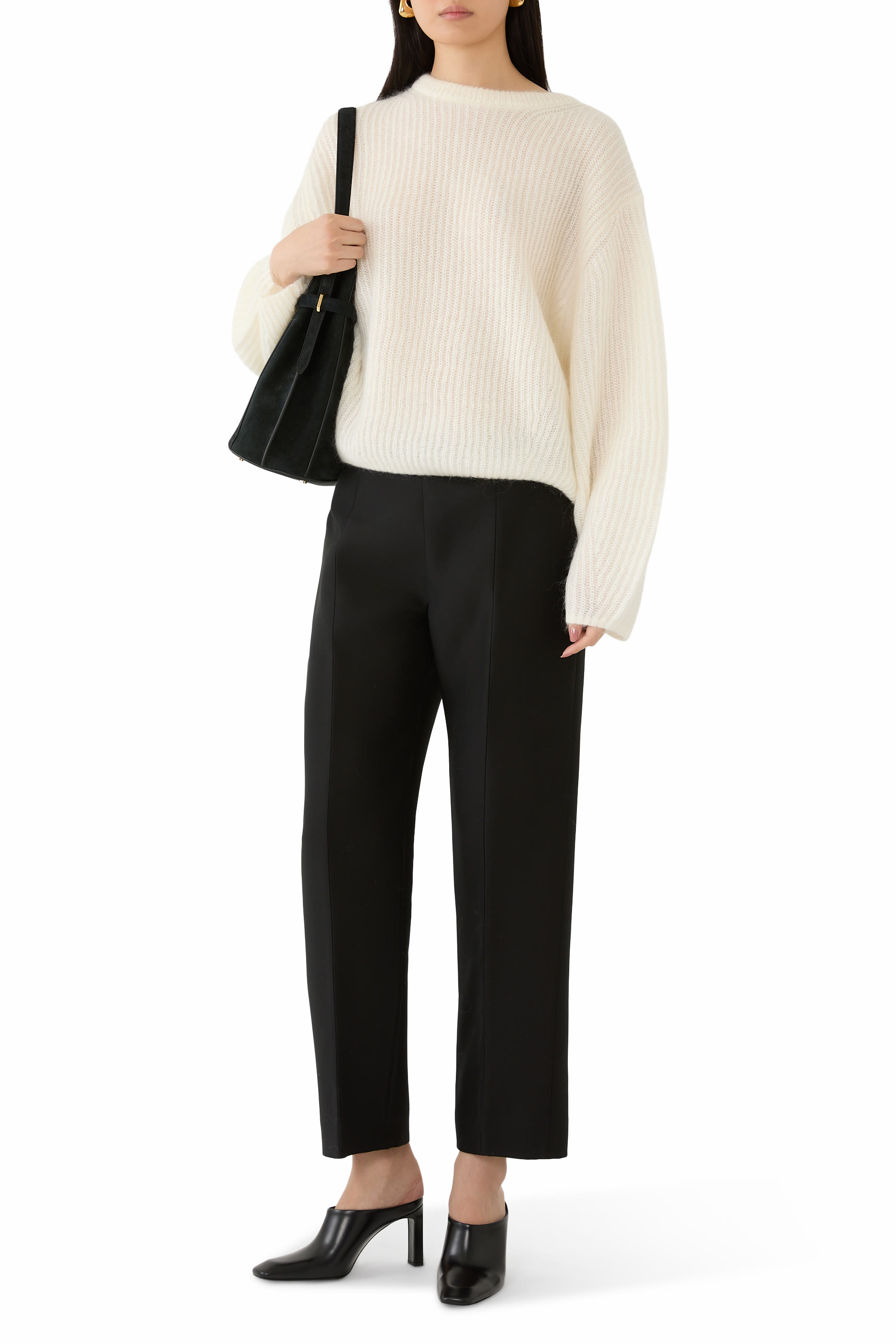 Mohair Blend Rib Knit Sweater