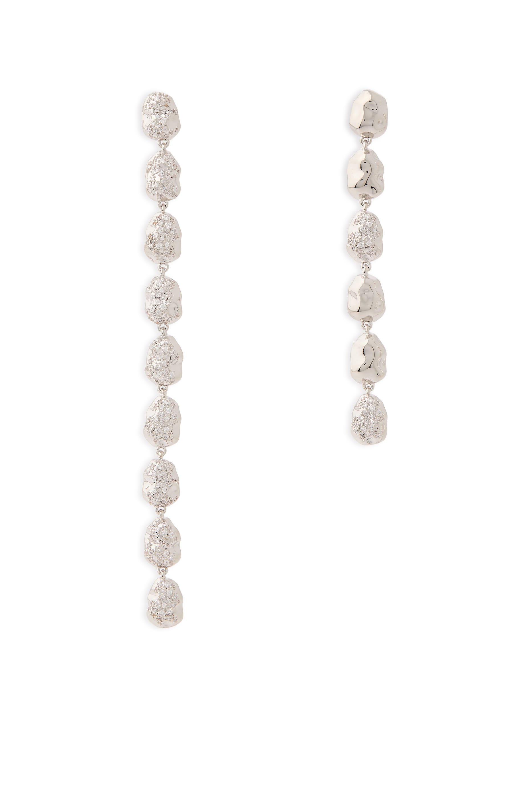 Eva Long Earrings, Sterling Silver & Crystals