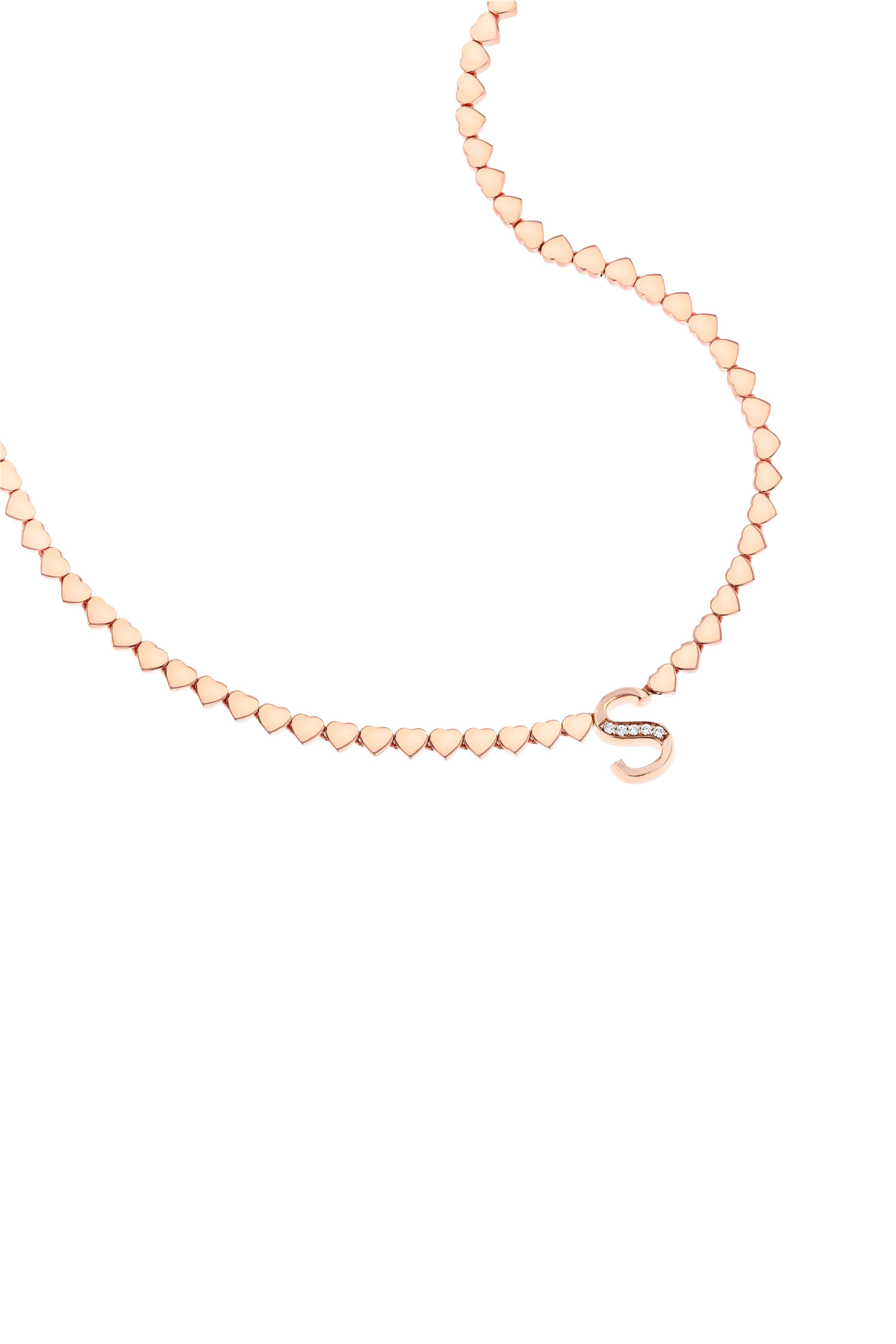 Love In Tokyo Diamond Lit Initials S Necklace, 18K Rose Gold & Diamonds